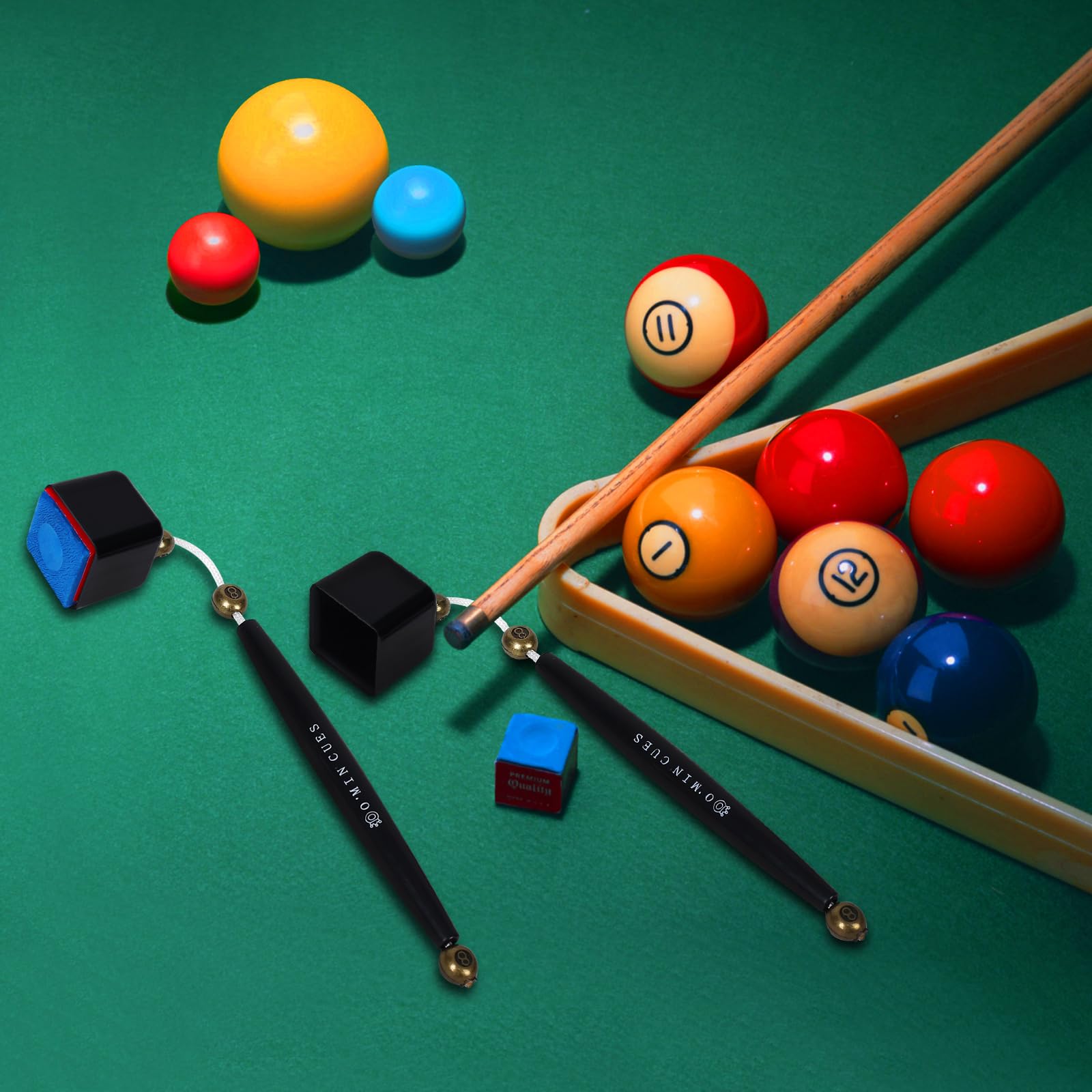 Vefungyan 2-in-1 Billiard Pool Cue Chalk Holder & Tip Pricker - Includes 8pcs Premium Pool Chalk - Perfect for Professional Pool Players & Home Game Rooms