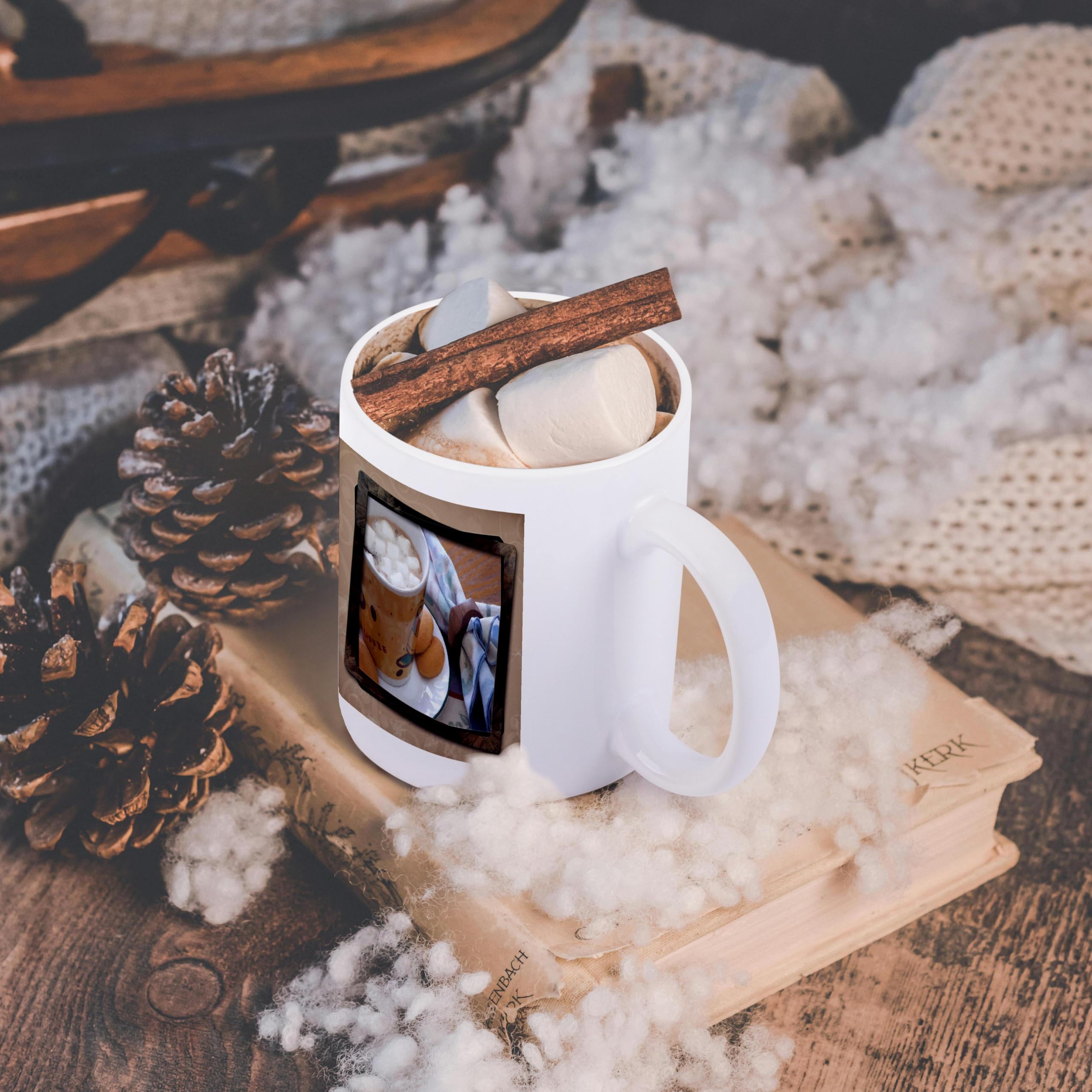 3D Rose Hot Chocolate and Marshmallows Ceramic Mug - 11 oz Insulated Coffee Cup for Winter, Gifts, Office & Home Use