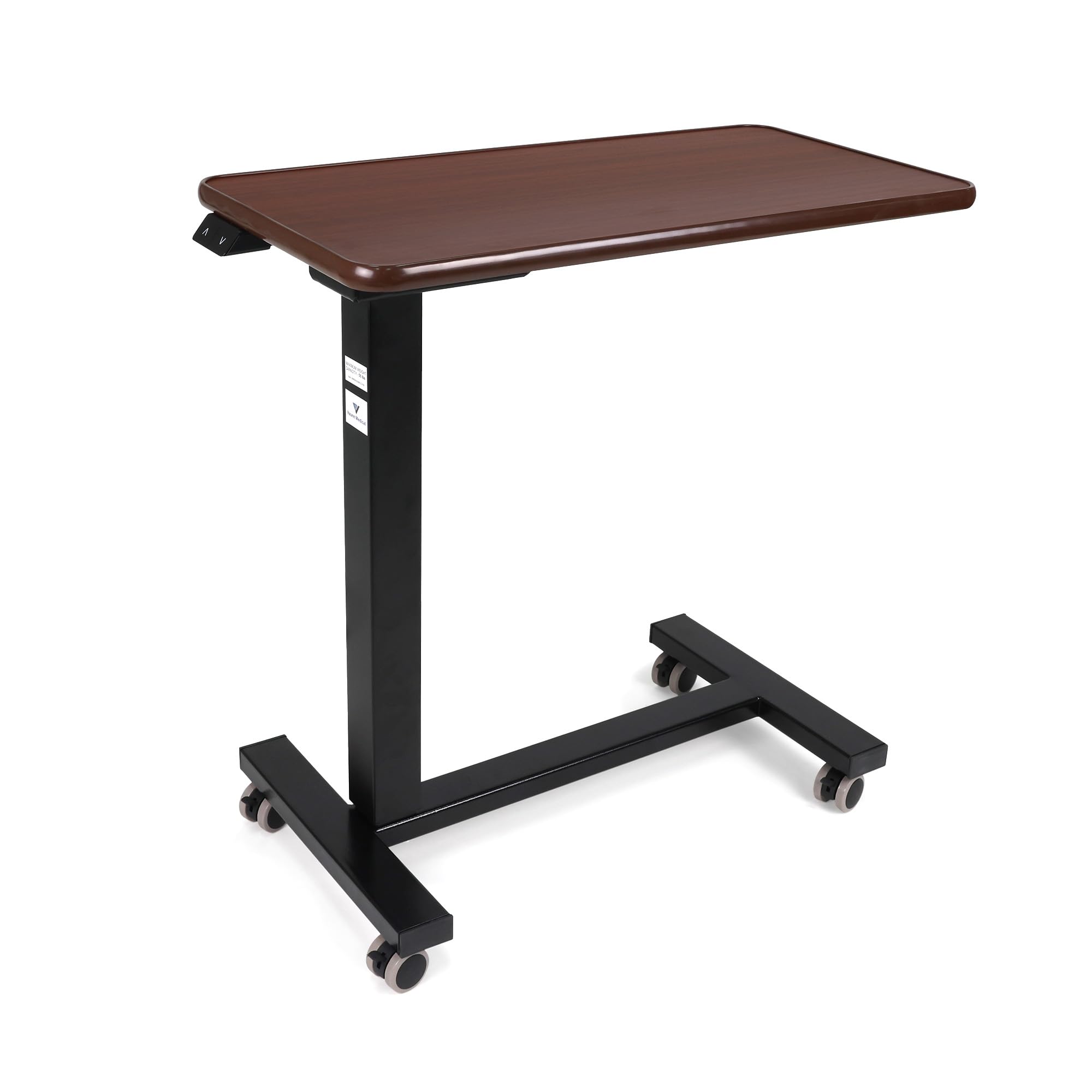 Vaunn Electric Overbed Table - FSA/HSA Eligible, Height Adjustable Medical Bedside Table with Wheels for Hospital & Home Use | Perfect for Eating, Reading, Working in Bed or Recovery