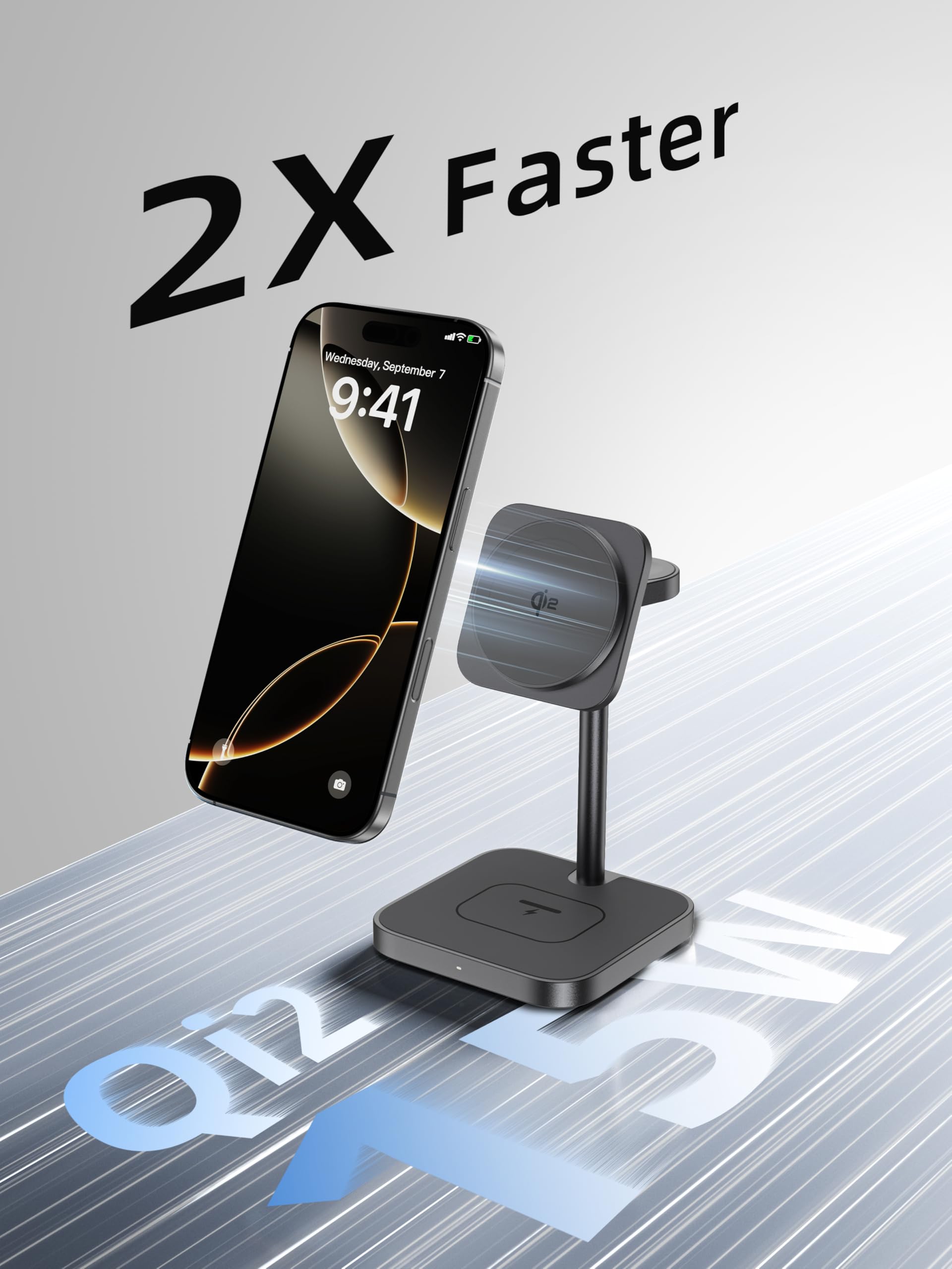 LULULOOK [Qi2 Certified] 3-in-1 Magnetic Wireless Charging Station - 15W Fast Charger Stand for iPhone 16/15/14/13/12, AirPods & Apple Watch with 30W GaN USB-C Adapter | Premium Aluminum Alloy Design | Perfect for Home, Office & Travel Charging