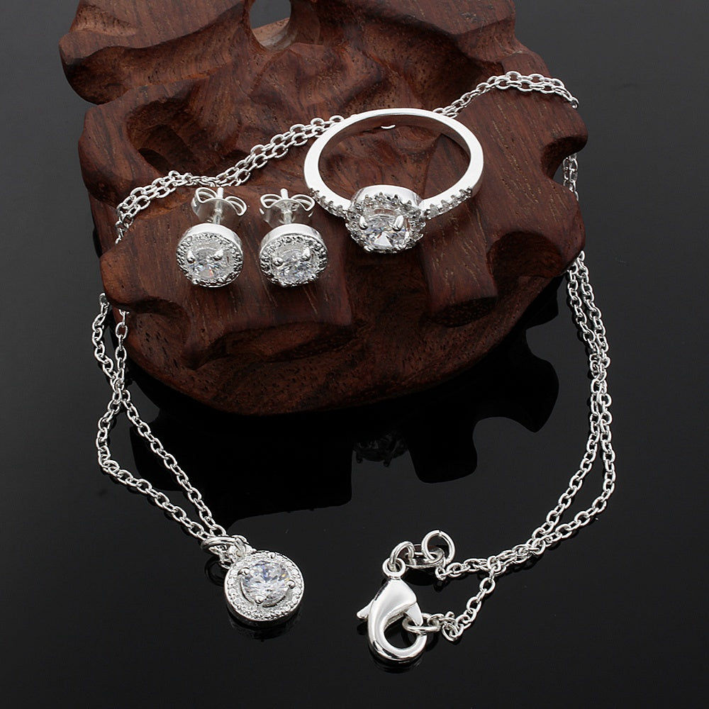 Exquisite Zircon Jewelry Set for Women - Elegant Necklace, Earrings & Bracelet - Perfect for Weddings, Parties & Special Occasions