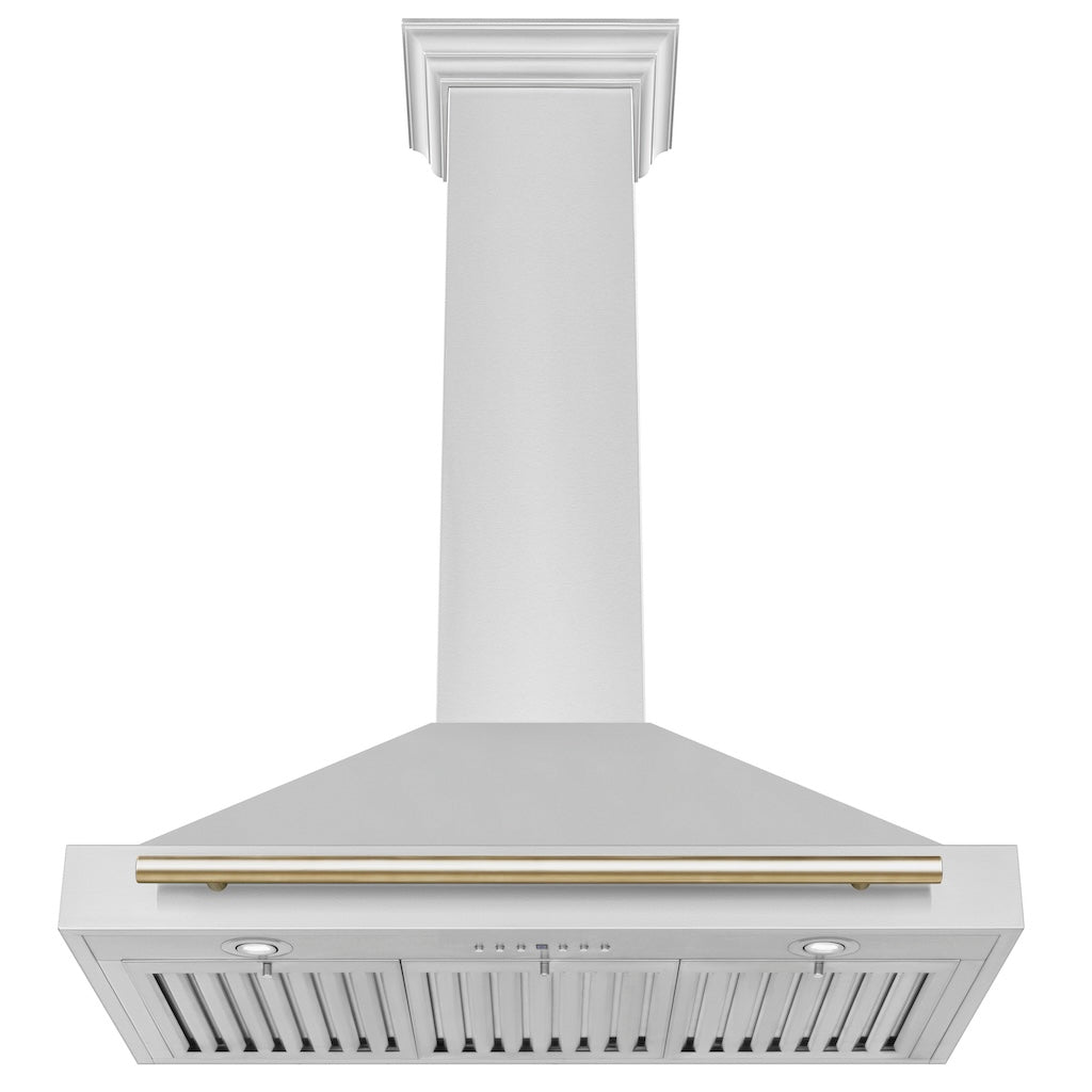 ZLINE KB4STZ G Autograph Edition Convertible Stainless Steel Range Hood with Polished Gold Accents - Professional Kitchen Ventilation for Modern Homes