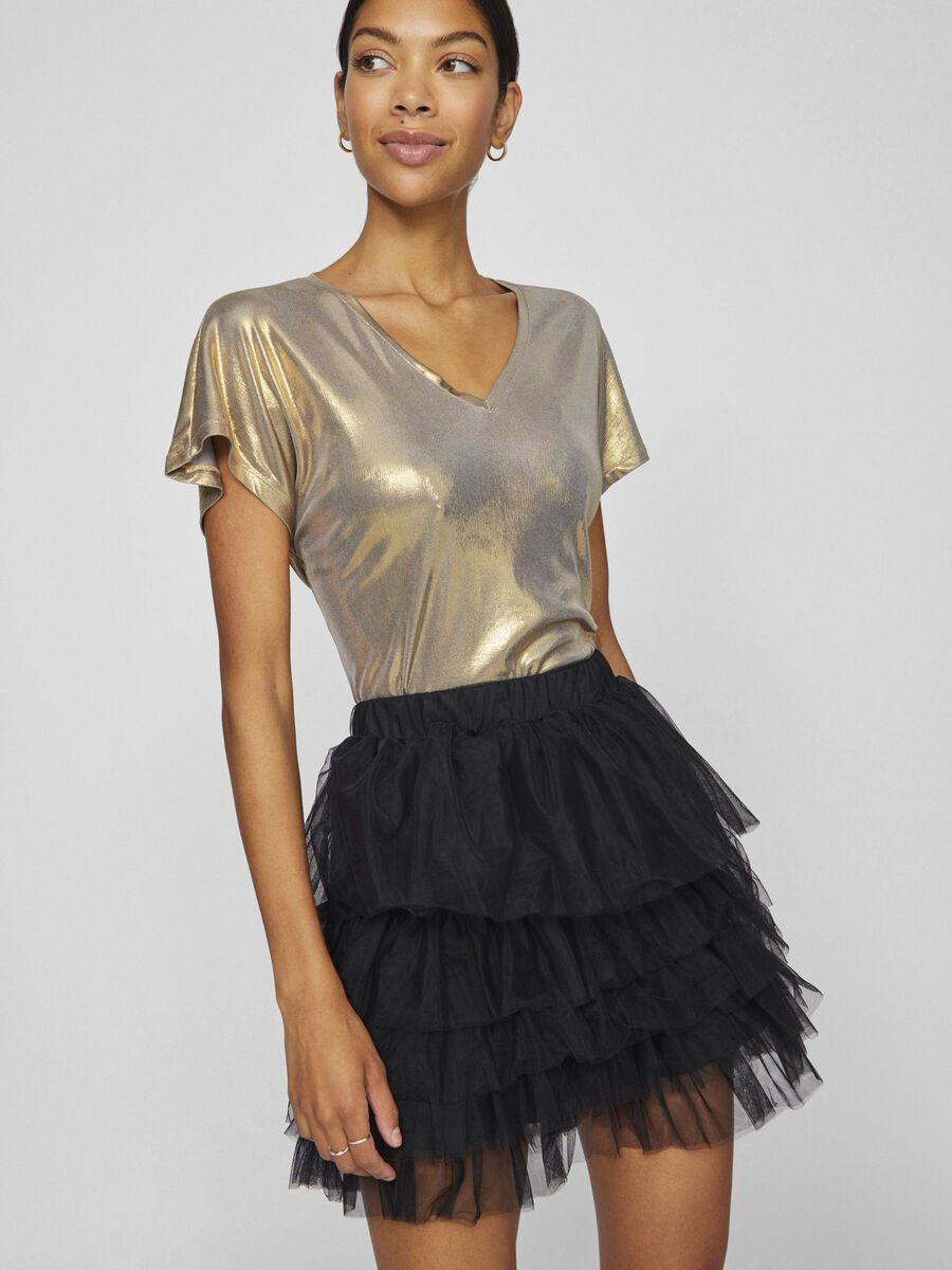 Gail V Neck Shimmer Top for Women - Elegant Gold Sequin Party Blouse - Perfect for Night Out, Club Wear & Special Occasions