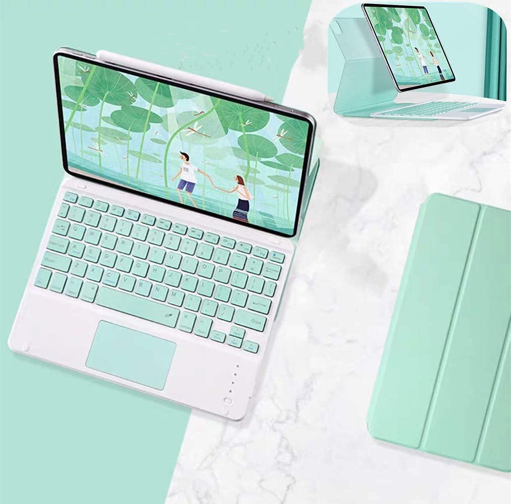 Magnetic Ultra Slim Trifold Keyboard Case for iPad Pro 11 inch (2020/2021 2nd/3rd Gen) & iPad Air 4 - Detachable Keyboard with Touchpad TrackPad in Mint Green | Perfect for Work, Travel & Home Office Use