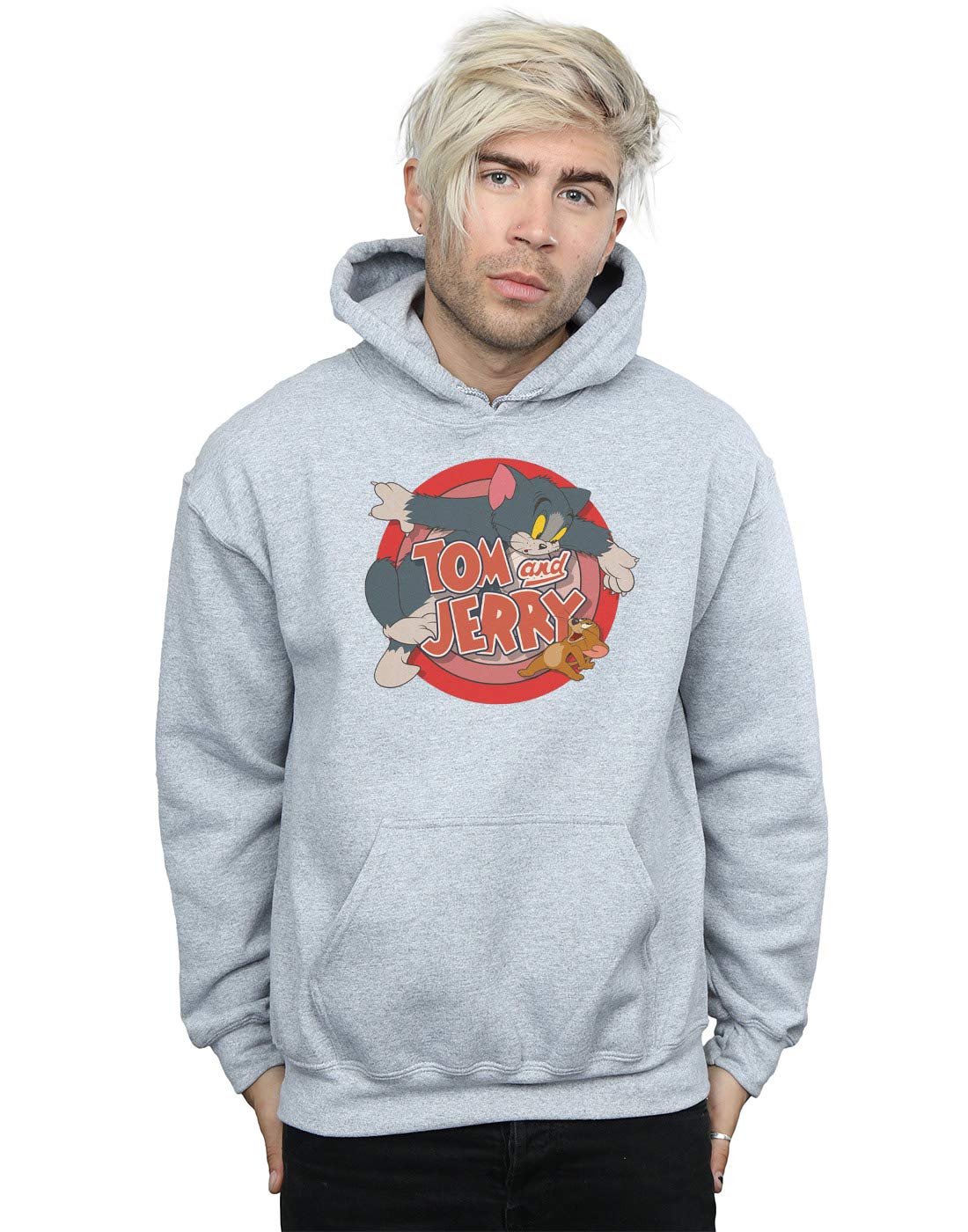 Tom and Jerry Men's Classic Catch Hoodie - XX-Large Sport Grey Pullover Sweatshirt | Casual Wear, Lounge, Street Fashion, Gift for Fans