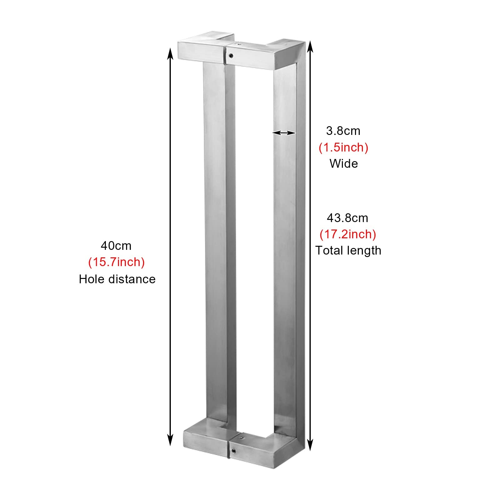 Double Sided H-Shape Sliding Door Handle - 17 Inch Rectangle Pull Bar for Wooden, Glass & Barn Doors (Metallic Finish) - Perfect for Home Entryways, Closet Doors & Room Dividers