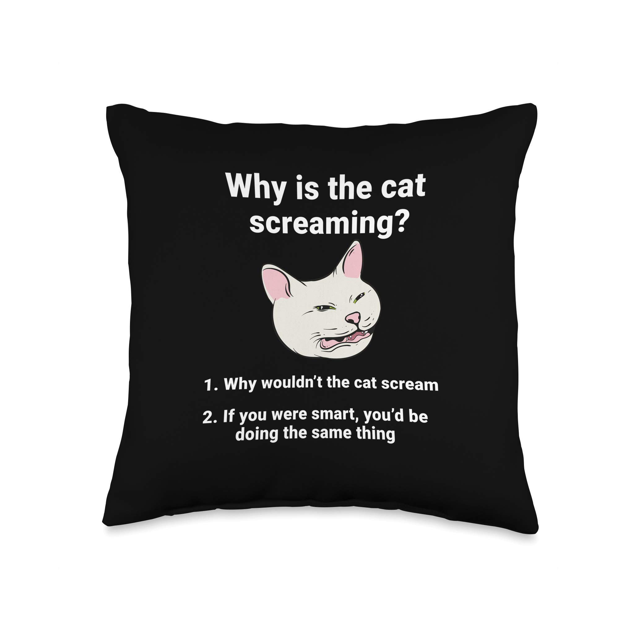 Funny Cat Meme Throw Pillow - Hilarious Screaming Cat Design for Home Decor, Couch & Bed - Perfect Gift for Cat Lovers