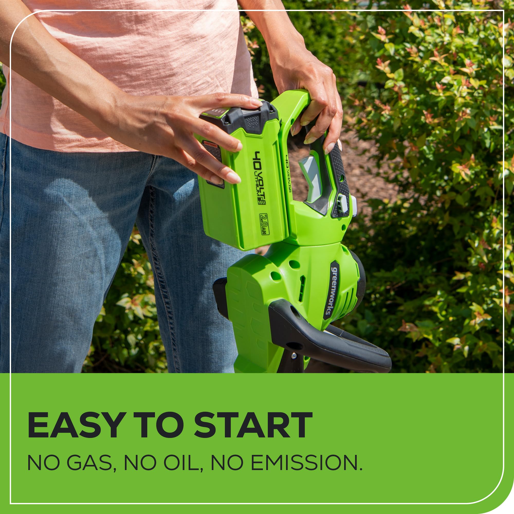 Greenworks 40V 24-Inch Cordless Hedge Trimmer with 1-Inch Cutting Capacity - Includes 2.0Ah Battery & USB Charger - Perfect for Landscaping, Yard Maintenance & Professional Gardening
