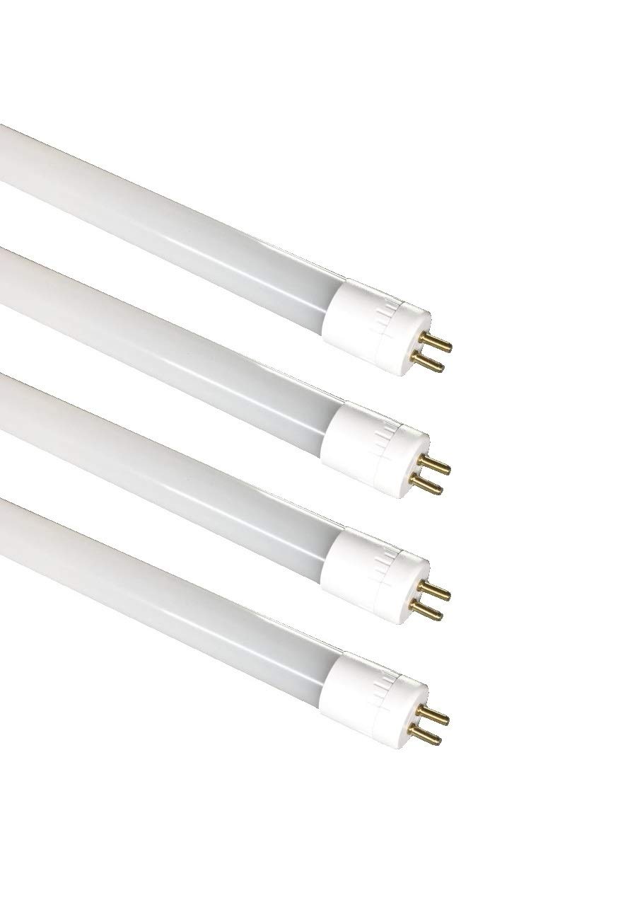 (4-Pack) 34-Inch LED F21T5 Tube Light - 10W (21W Equivalent), Cool White 4000K, Double-End Powered, Non-Plug-and-Play (Type B), Rotatable, Frosted Cover - 110/120VAC - Perfect for Office, Garage, and Warehouse Lighting