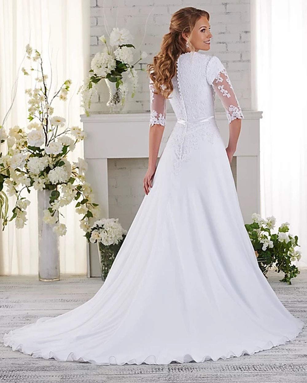 Elegant Lace Beach Wedding Dress for Women 2023 - Long Sleeve Bridal Gown Style01 | Perfect for Beach Weddings, Destination Elopements & Romantic Photoshoots