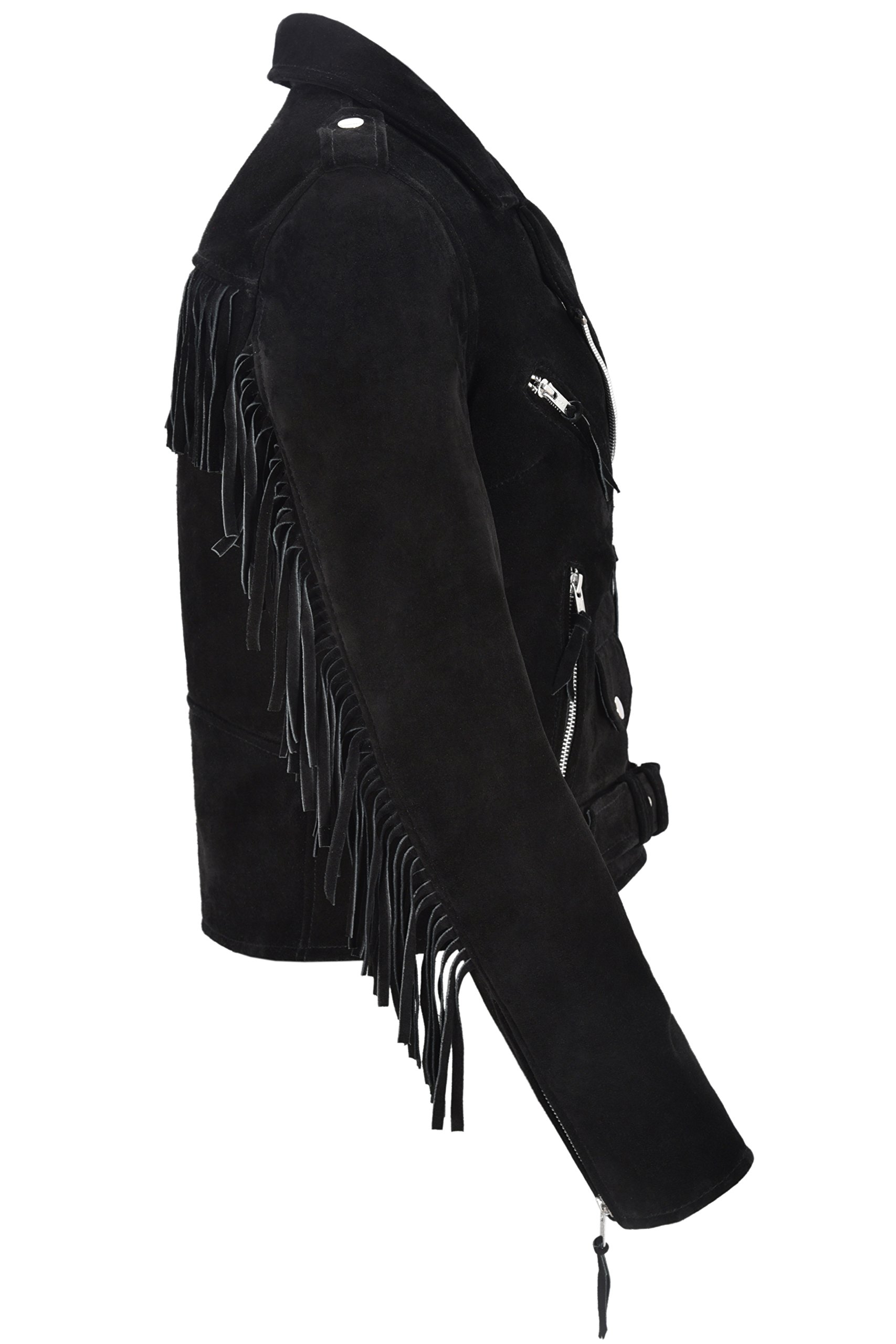 Women's Fringe Brando Suede Leather Jacket - Biker Motorcycle Style Genuine Leather MBF - Perfect for Riding, Night Out & Rock Fashion