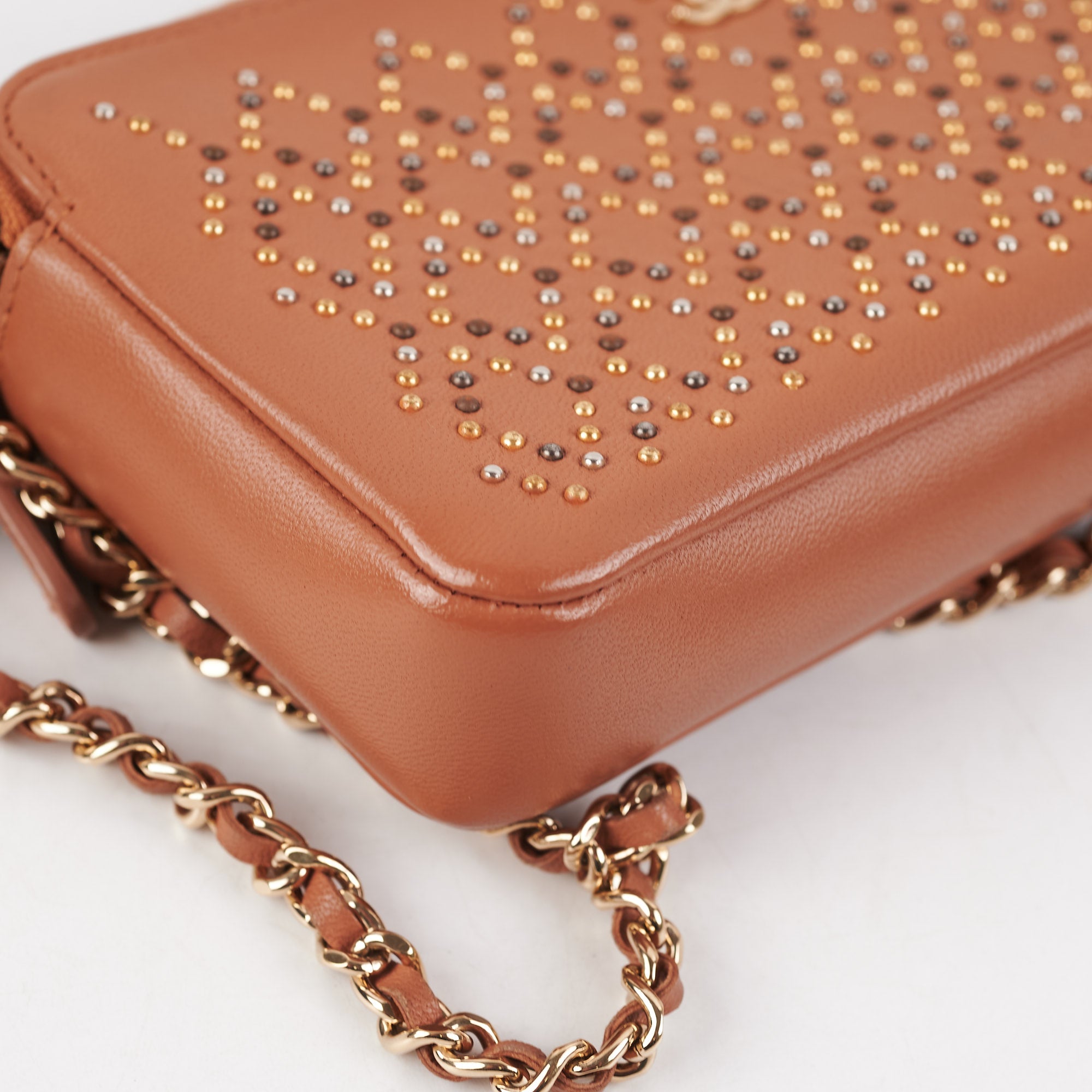 Chanel Studded Wallet on Chain Lambskin Brown Crossbody Bag - Luxury Designer Purse for Women, Perfect for Evening Parties & Date Nights
