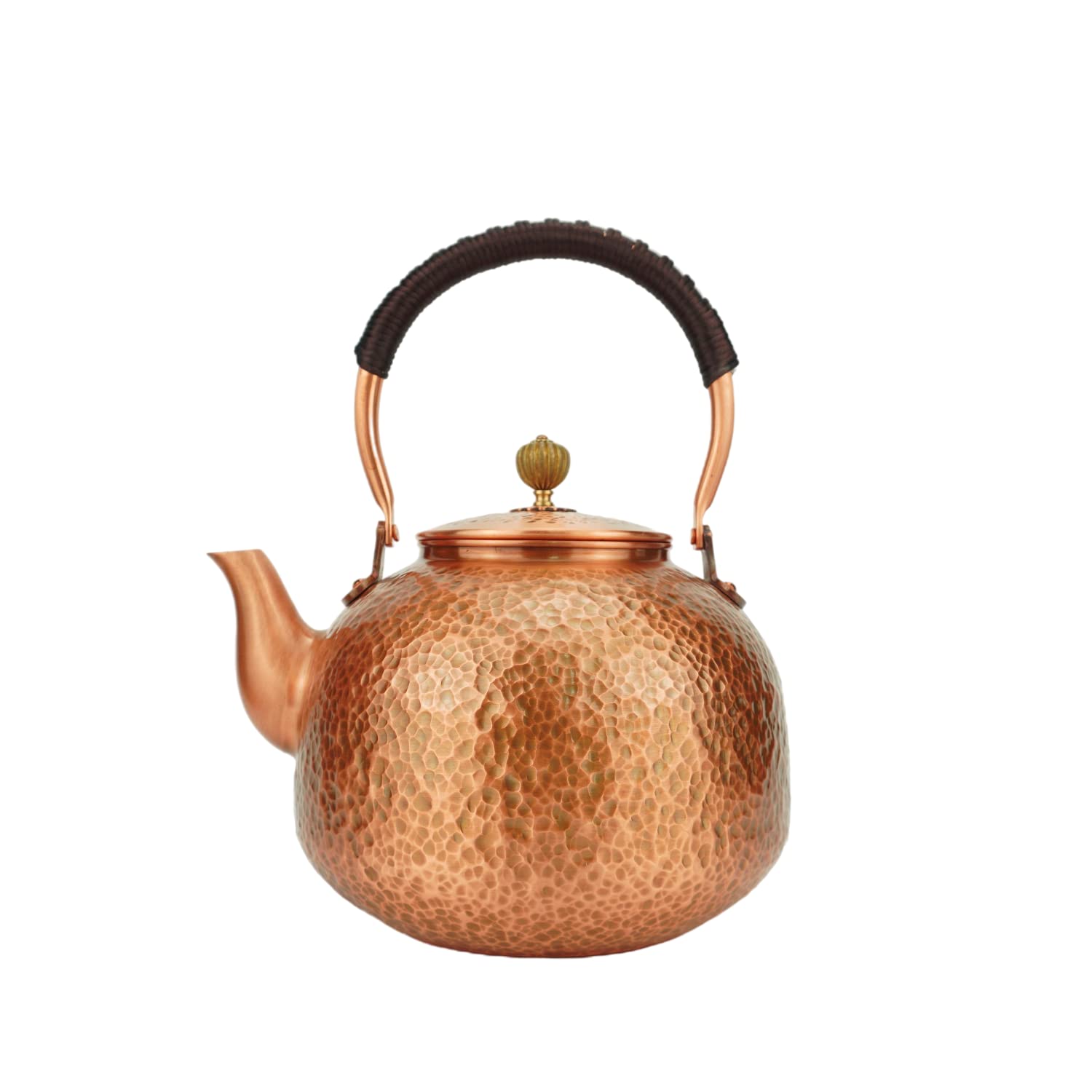 Handmade Solid Copper Tea Kettle - 2200ml Stovetop Teapot for Gas & Induction Cooktops - Thick Hammered Pure Copper Teapot for Tea Brewing & Home Decor - Perfect for Daily Use, Gifts & Traditional Tea Ceremonies
