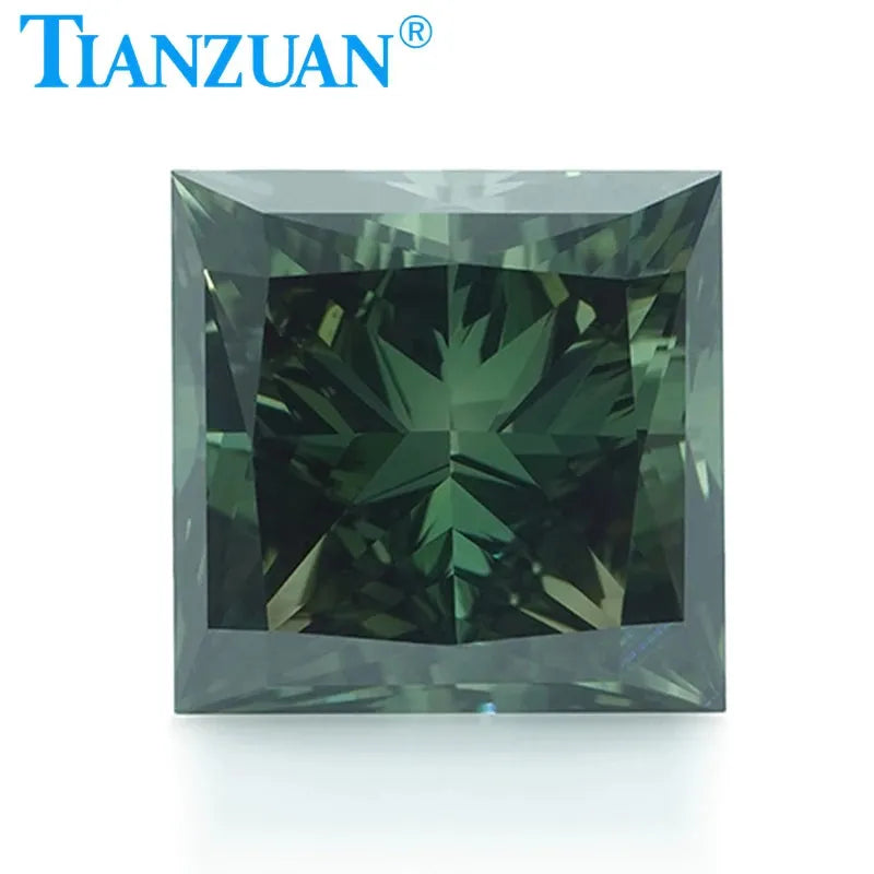 1.5CT Lab Grown Square HPHT Diamond - Fancy Deep Green VVS1 2EX Loose Gemstone with GEMID Certification | Perfect for Engagement Rings, Jewelry Making & Luxury Gifts
