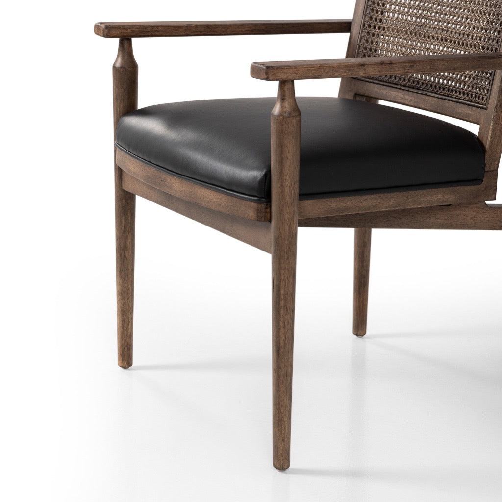 Xavier Dining Armchair - Carson Black Finish, Modern Upholstered Side Chair for Kitchen, Dining Room & Office - Comfortable & Stylish Seating Solution