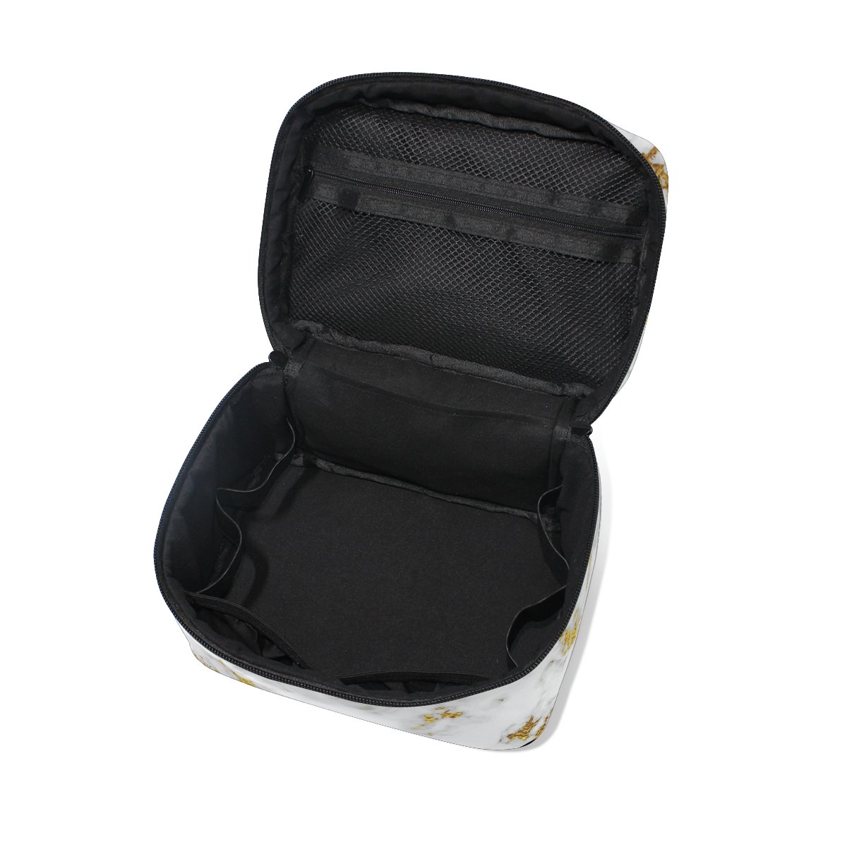 Cooper Girl Gold Marble Cosmetic Bag - Waterproof Travel Makeup Organizer with Mirror | Perfect for Travel, Gym & Daily Beauty Storage