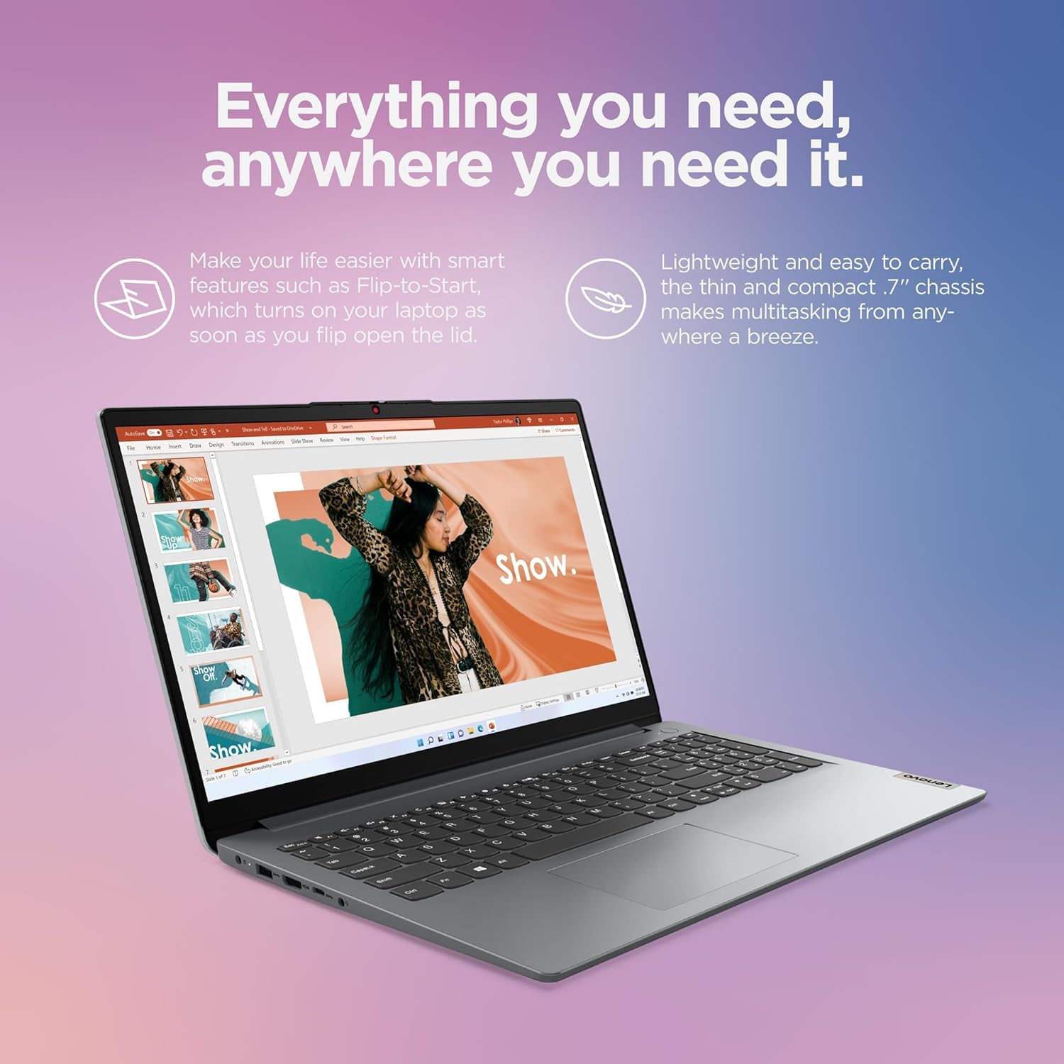 Lenovo IdeaPad 1 Student Laptop - Intel Dual Core Processor, 8GB RAM, 256GB Storage (128GB SSD + 128GB eMMC), 15.6