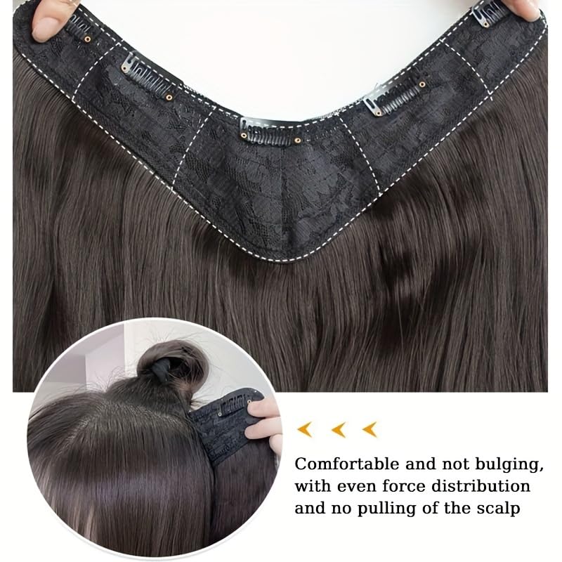 CHANDERKASH 24 Inch Synthetic Curly Hair Extensions with 5 Clips - 1 Piece Human Hair Weave for Women | Perfect for Parties, Weddings & Daily Styling