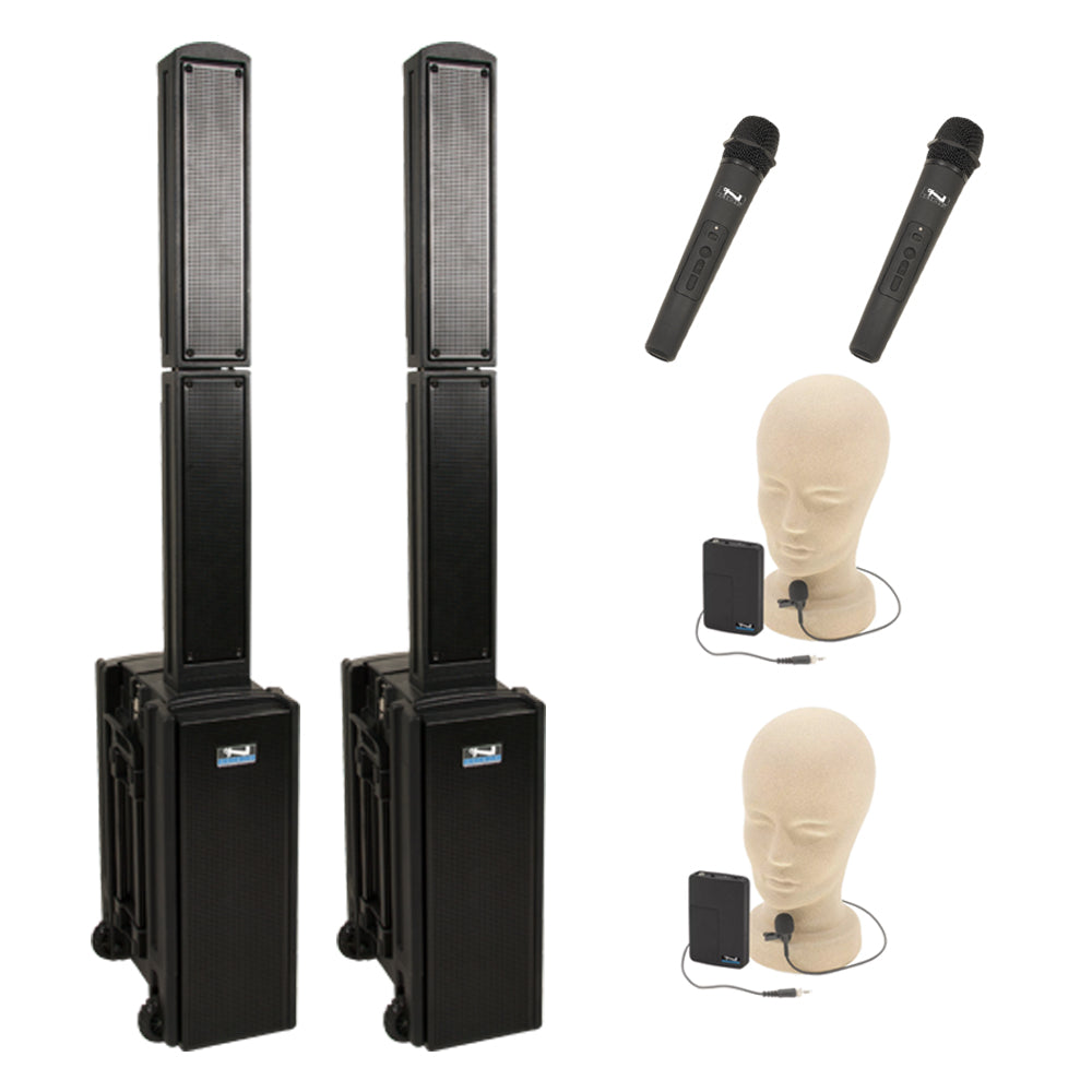 Anchor Audio Beacon Pair (XU4, RU2) - Portable Bluetooth Speakers with Anchor Air Technology & 4 Wireless Microphones - Perfect for Outdoor Events, Parties, and Professional Presentations
