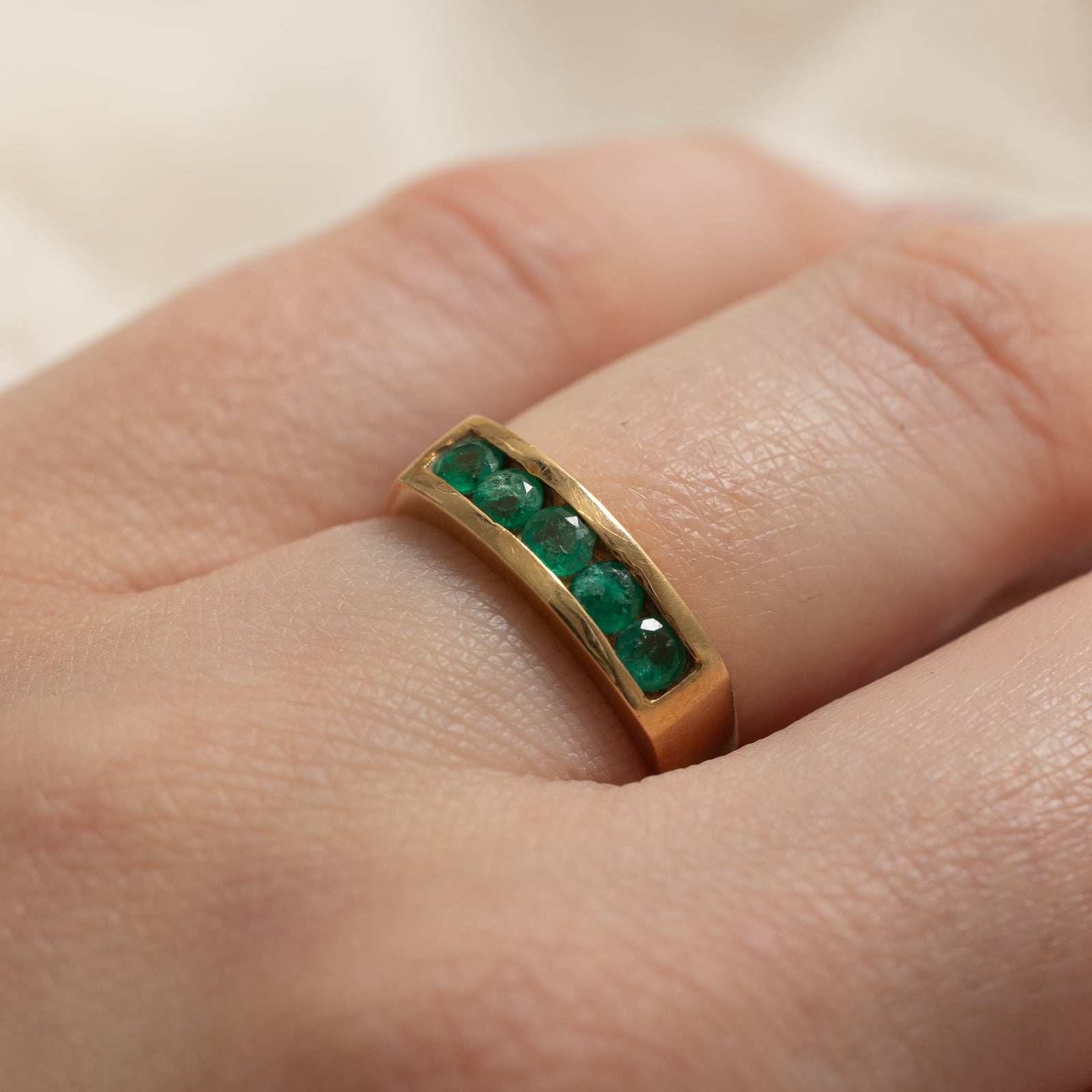 0.35ctw Five Stone Emerald Ring - Size 5.5 - Elegant Green Gemstone Jewelry for Women - Perfect for Engagement, Wedding & Special Occasions