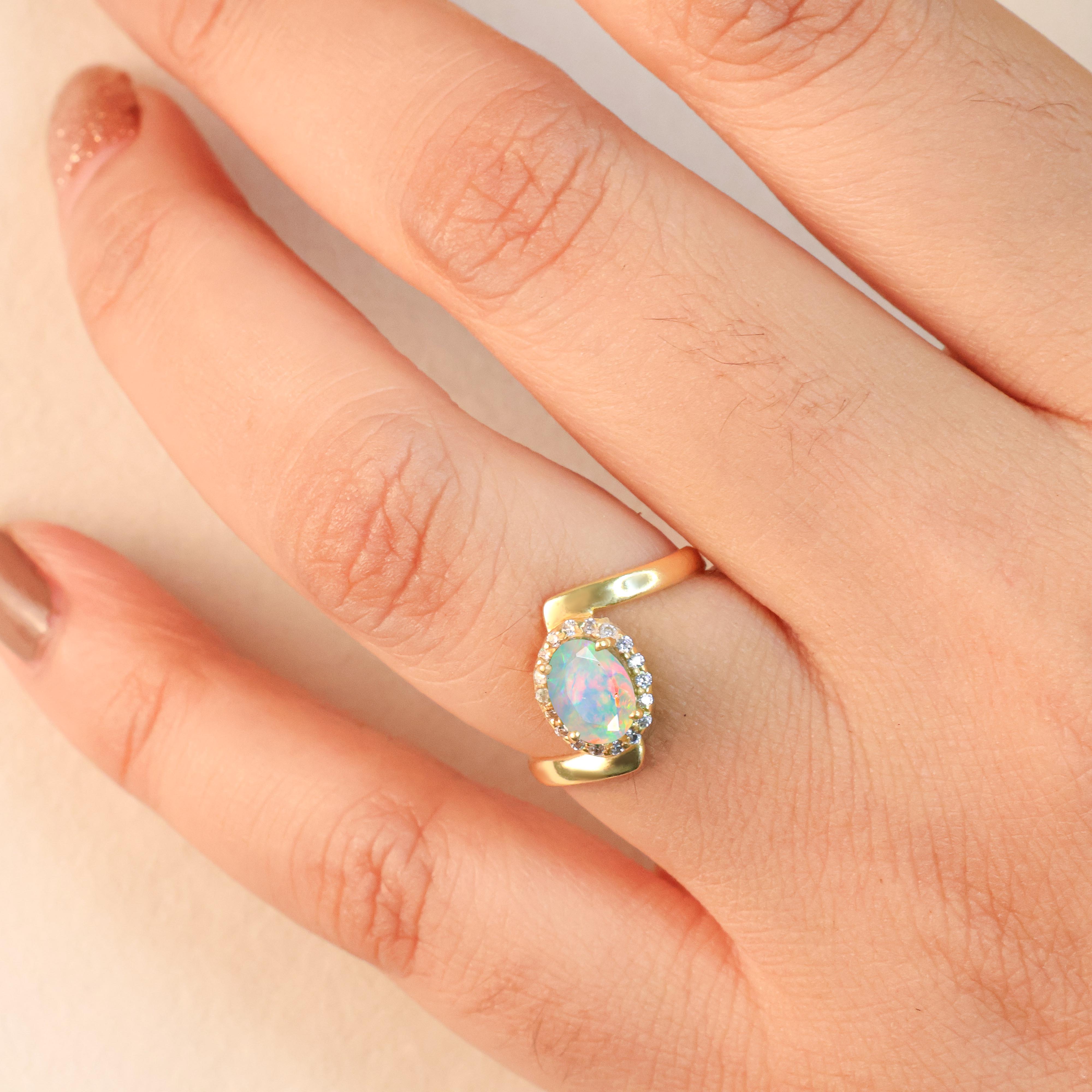 Natural Ethiopian Opal Wedding Statement Ring for Women - Elegant Handmade Jewelry for Brides, Engagement, Anniversary & Special Occasions