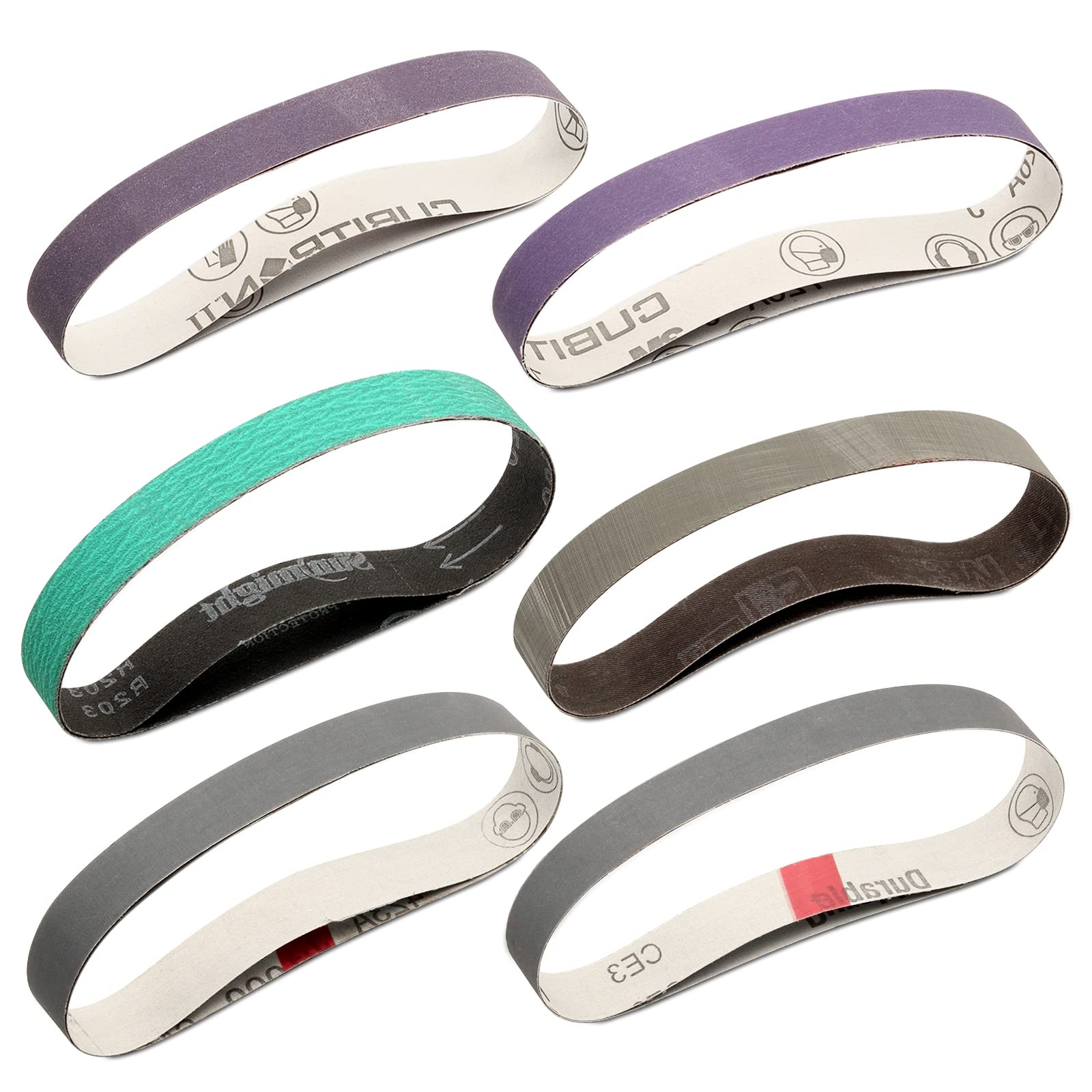 1 x 18 Inch Sanding Belts for Knife Sharpening - 12-Pack Grit Kit (120, 240, 400, 600, 1000, 2500) - Compatible with Work Sharp Blade Grinder & Ken Onion Edition Knife Sharpener - Perfect for DIY Knife Maintenance, Woodworking, and Metal Polishing
