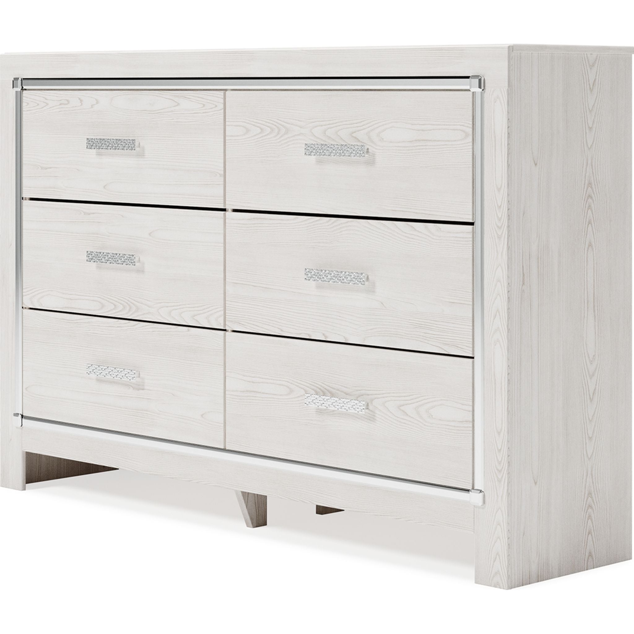 Altyra White Dresser - Modern 6-Drawer Chest for Bedroom, Living Room & Office Storage | Solid Wood Furniture with Smooth Gliding Drawers