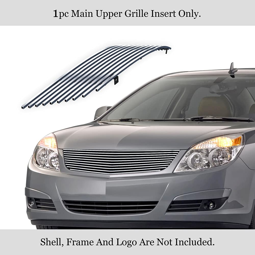 APS Compatible Stainless Steel Main Upper Front Grill Grille Insert for Saturn Aura 2007-2009 Models (S87614A) - Durable Billet Design, SS Silver Finish - Perfect for Car Customization & Replacement Parts