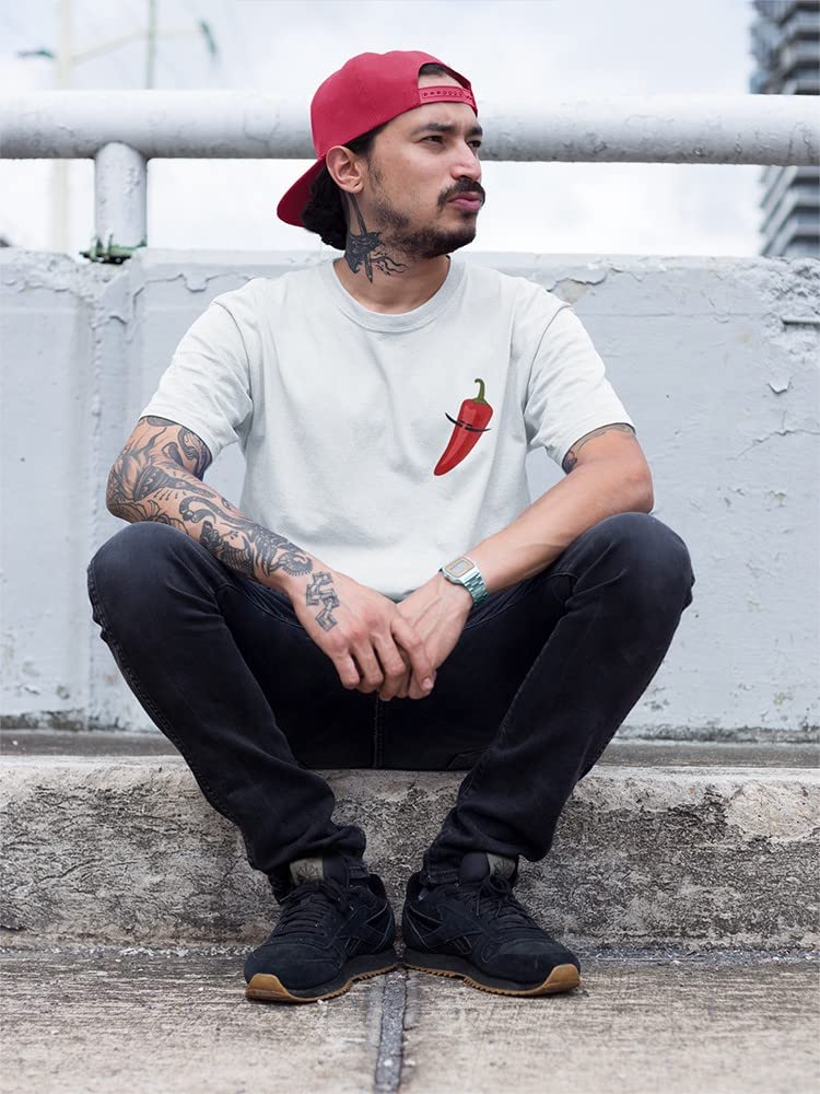 Smartprints Cool Mustache Chili Pepper Graphic Men's T-Shirt - Casual Cotton Tee for Summer Outfits & Funny Gift Ideas