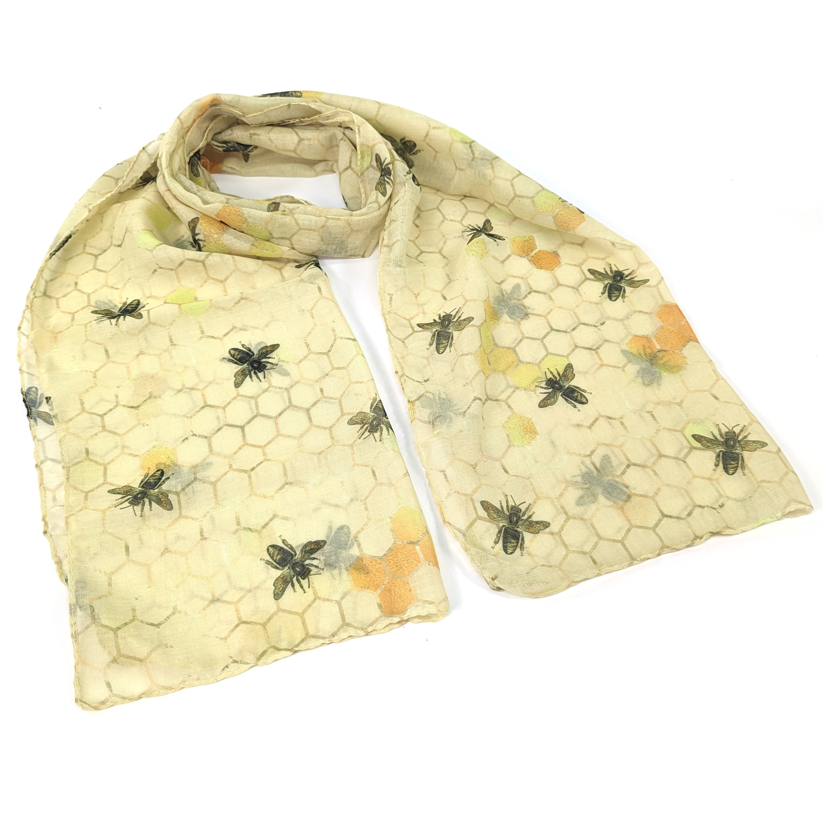 Bee & Honeycomb Scarf - 50x180cm Soft Warm Winter Wrap - Perfect for Women's Fashion Accessories, Outdoor Activities & Cold Weather Protection
