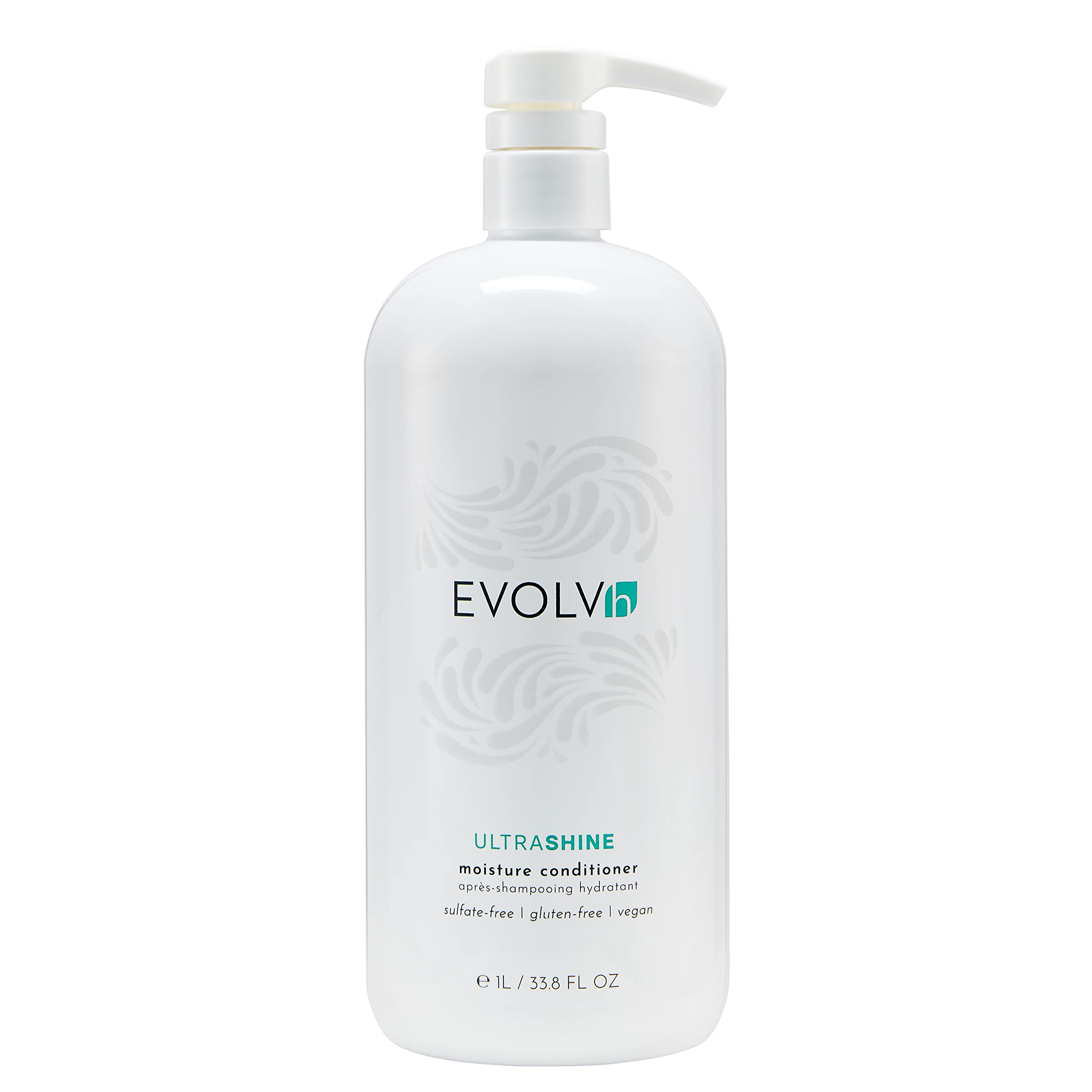 EVOLVh - Natural UltraShine Moisture Conditioner for Dry & Damaged Hair | Vegan, Non-Toxic, Clean Hair Care (33.8 fl oz | 1 Liter) | Perfect for Daily Hydration & Repair at Home or Salon