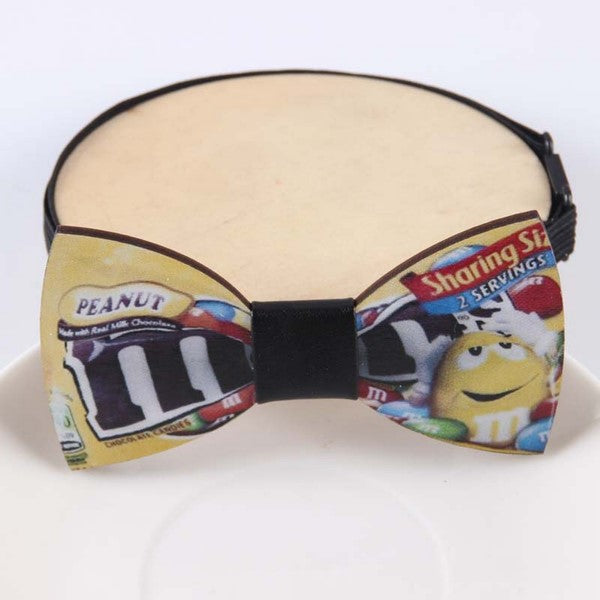 M&M's Wooden Bow Tie - Handcrafted Wooden Necktie for Men, Unique Gift for Collectors & Fans - Perfect for Weddings, Parties & Cosplay Events