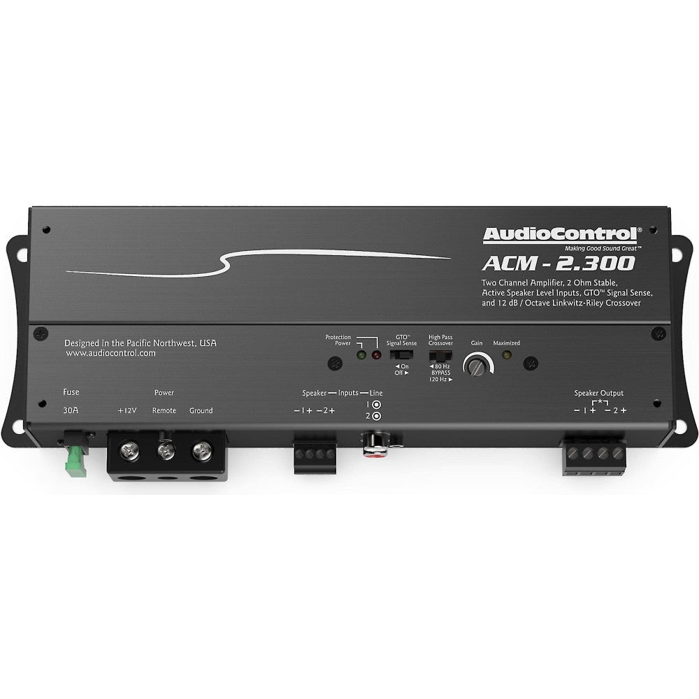 AudioControl ACM2.300 300W RMS 2-Channel Class D Car Amplifier - 2 Ohm Stable for High-Performance Car Audio Systems | Perfect for Car Stereo Upgrades and Bass Enhancement