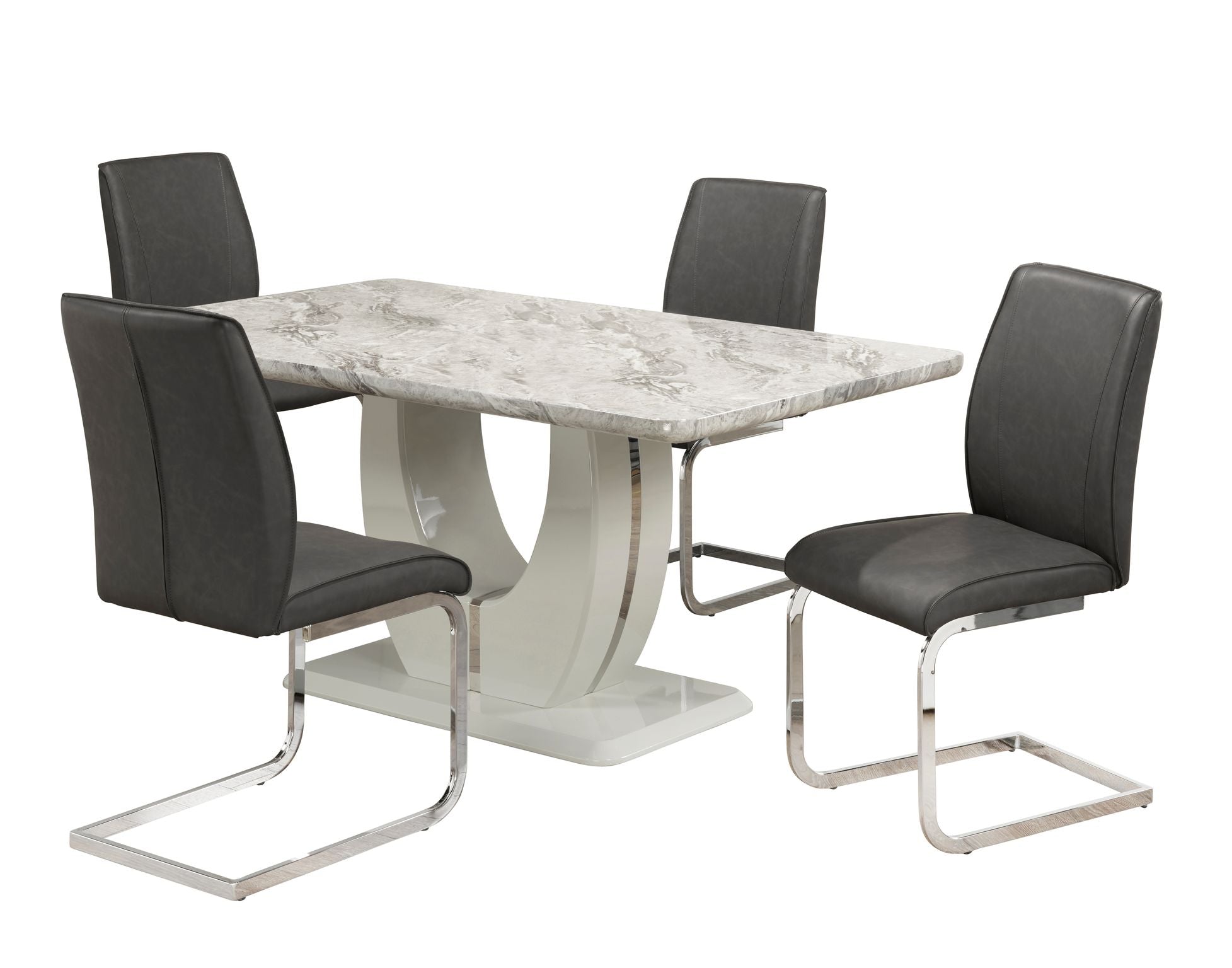 5-Piece Modern Grey Dining Set - Kitchen & Dining Room Table with Chairs for Small Spaces, Perfect for Apartments & Breakfast Nooks