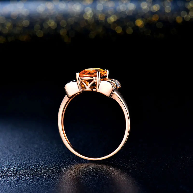 14K Rose Gold Yellow Sapphire & Diamond Wedding Ring for Women - Elegant Bridal Jewelry for Engagement, Anniversary & Special Occasions