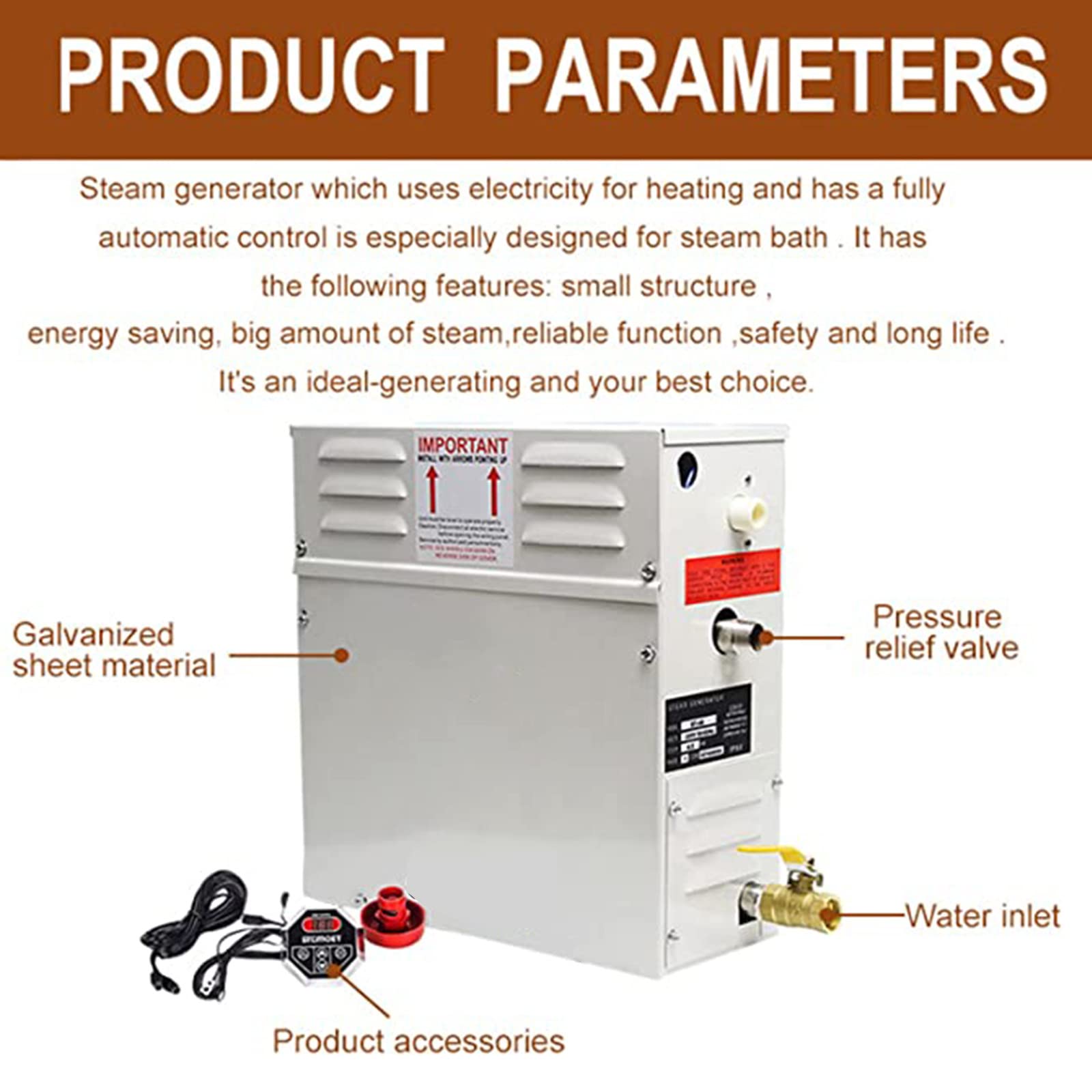 380V 6.0KW Sauna Steam Generator - Waterproof Control & Auto Drain for Home Spa, Steam Room & Shower | Relaxation & Detox Solution
