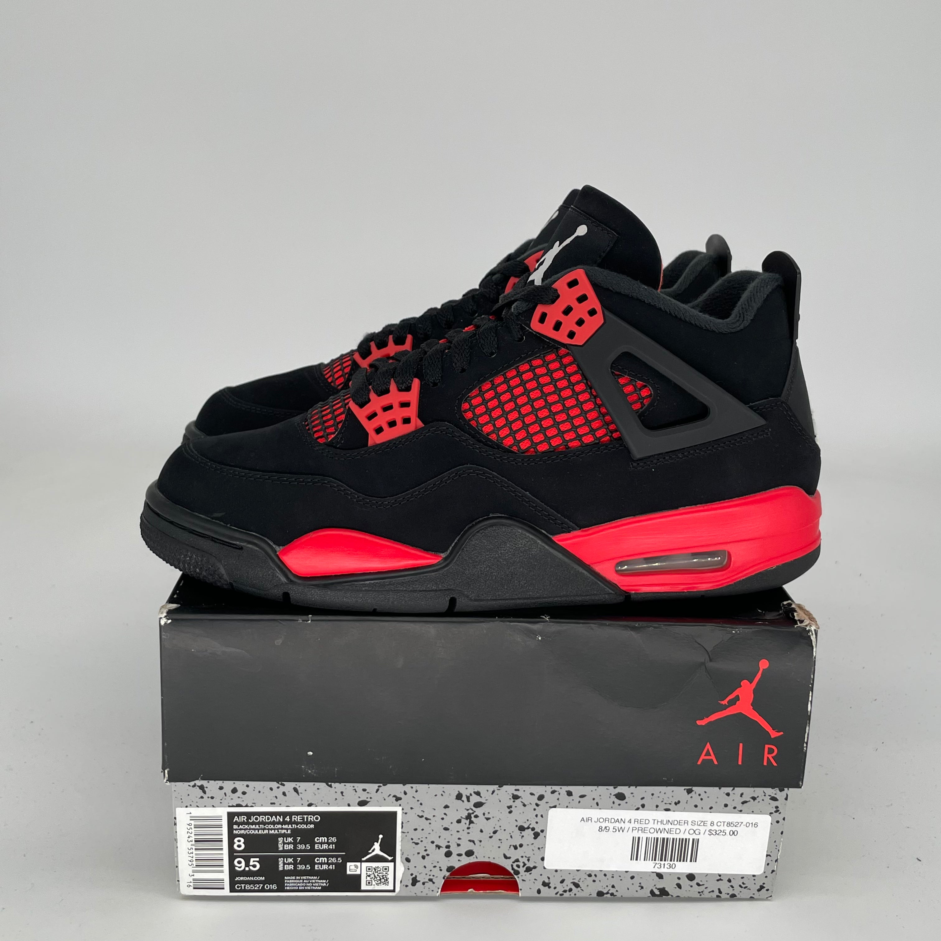 Air Jordan 4 Retro 'Red Thunder' Men's Basketball Shoes Size 8 - Style CT8527-016 | Authentic Sneakers for Streetwear & Basketball Games