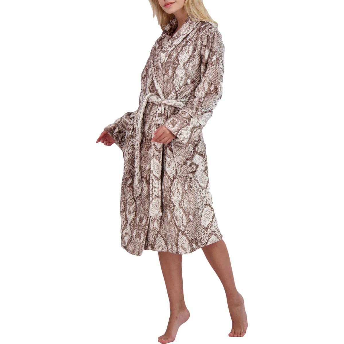 PJ Salvage Women's Luxe Plush Robe - Soft Fleece Bathrobe for Spa, Lounge & Relaxation at Home - Cozy Winter Robe with Pockets