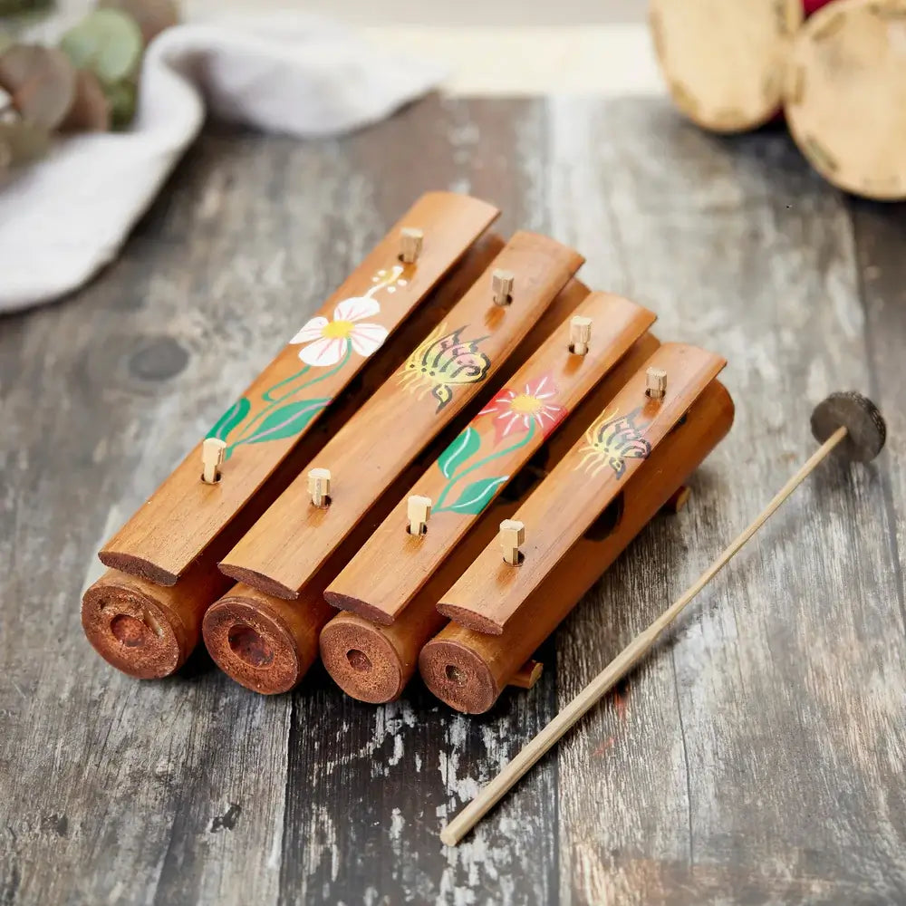Premium Rindik Bunga Wooden Xylophone - Authentic Balinese Musical Instrument for Home Decor, Meditation & Cultural Performances