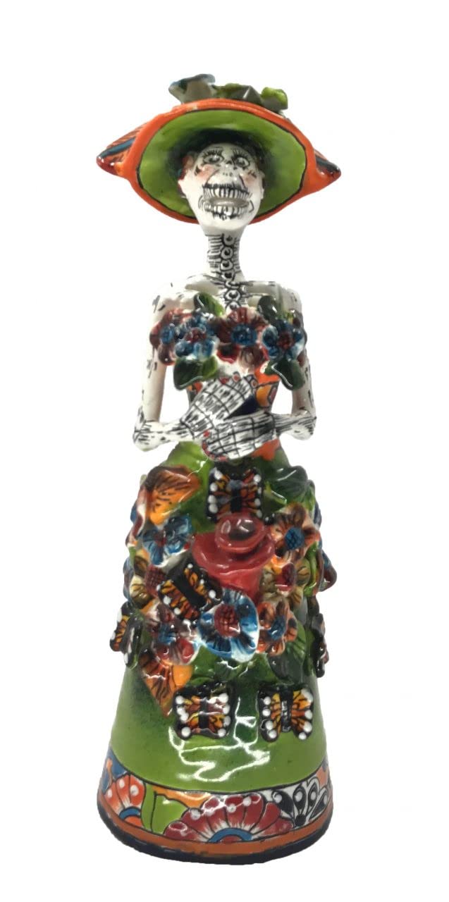 Authentic La Catrina Ceramic Figurines - Handcrafted Mexican Day of the Dead Decor - Perfect for Home Altars, Halloween Decorations & Cultural Displays