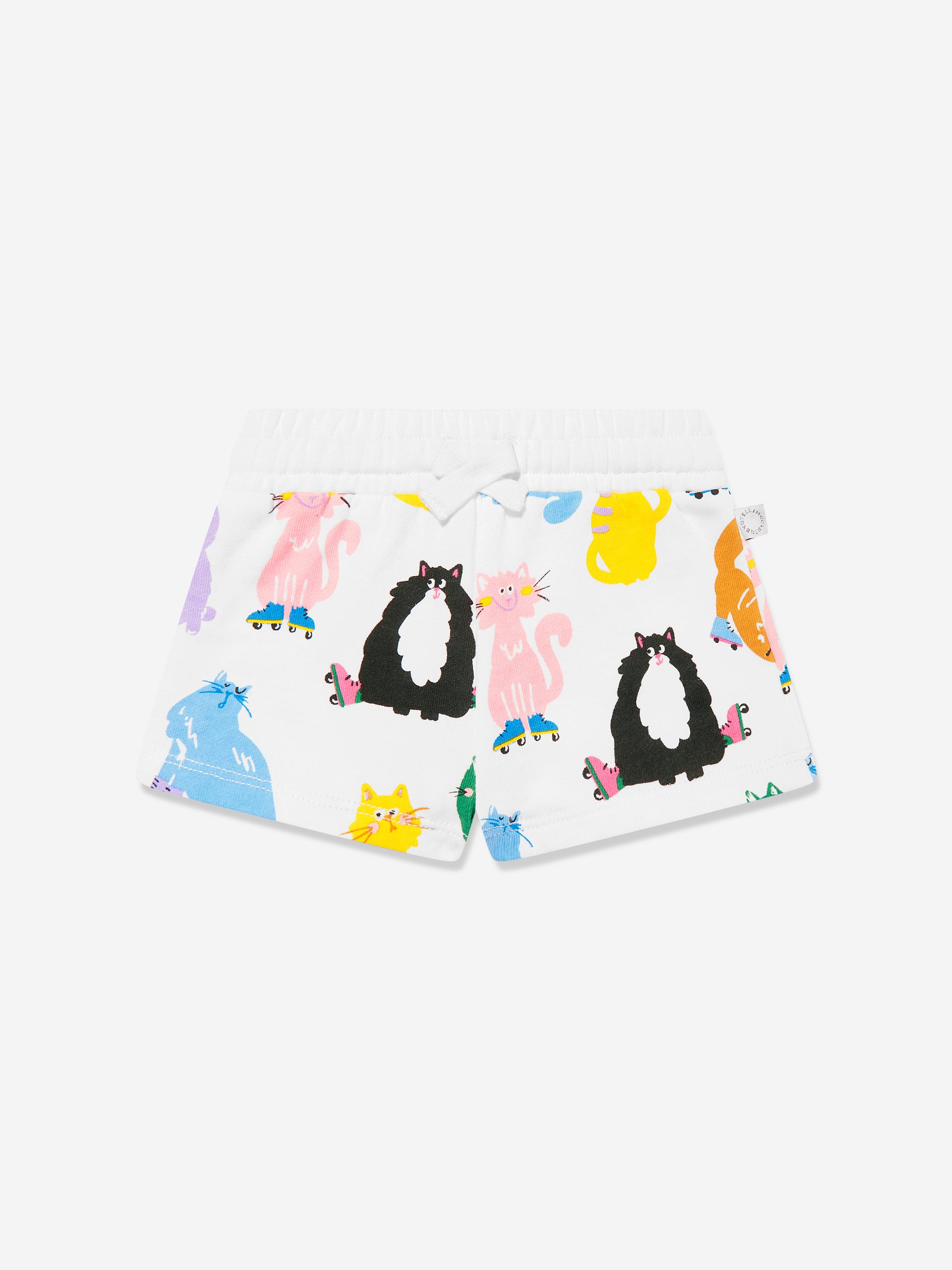 Adorable Baby Girls Cat Print Jersey Shorts in Ivory - Soft & Comfortable Cotton Shorts for Toddler Girls - Perfect for Playtime, Summer Outfits & Casual Wear
