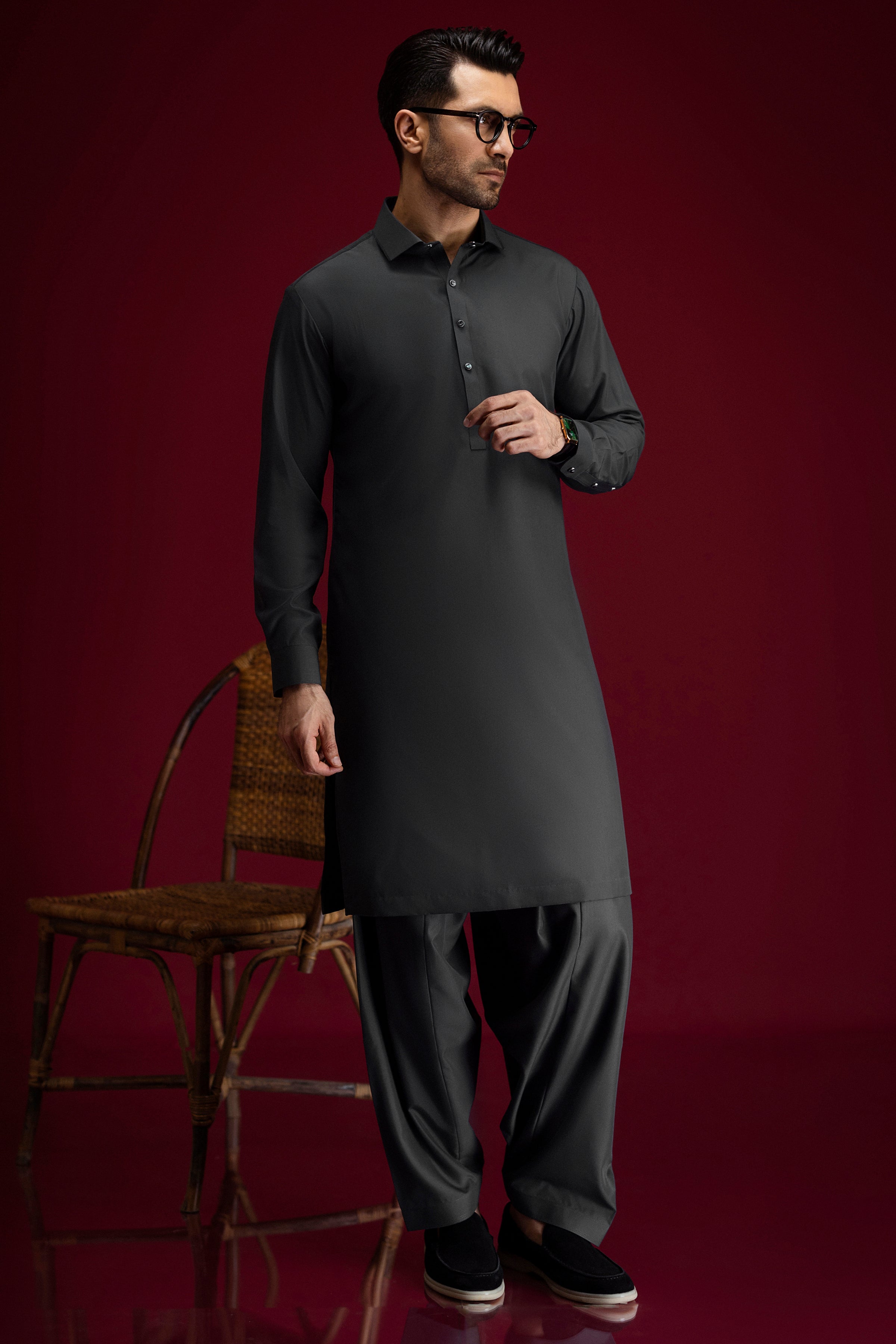 Blended Charcoal Grey Shalwar Kameez for Men & Women - Premium Pakistani Traditional Outfit for Weddings, Festivals & Cultural Events