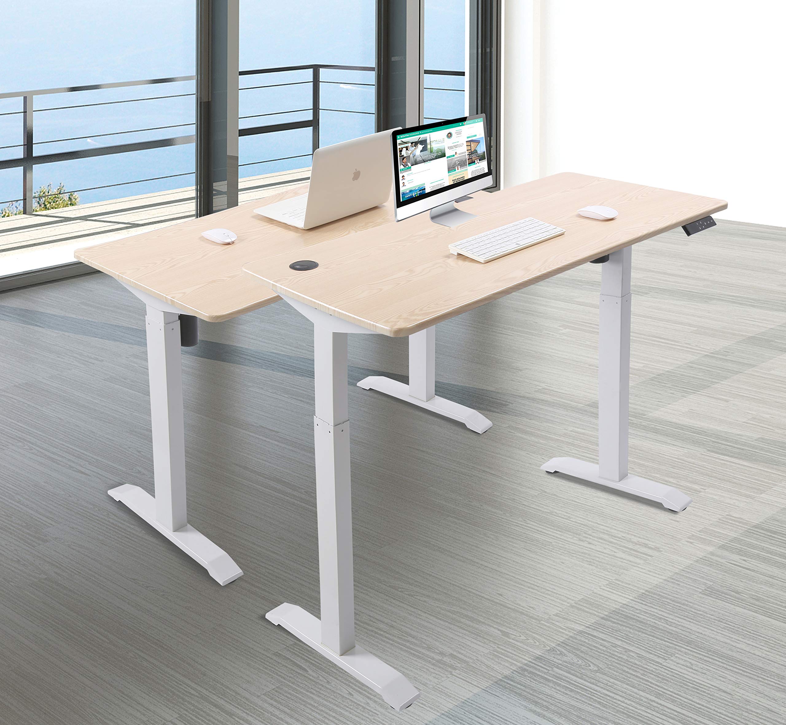 UNICOO Kids Adjustable Desk - 46.5x23.6 Inch Electric Standing Desk with Whole Piece Table Top | Height Adjustable Study & Gaming Desk for Children | Ergonomic Workstation for Homework, Online Classes & Creative Play (KT1001-LW)