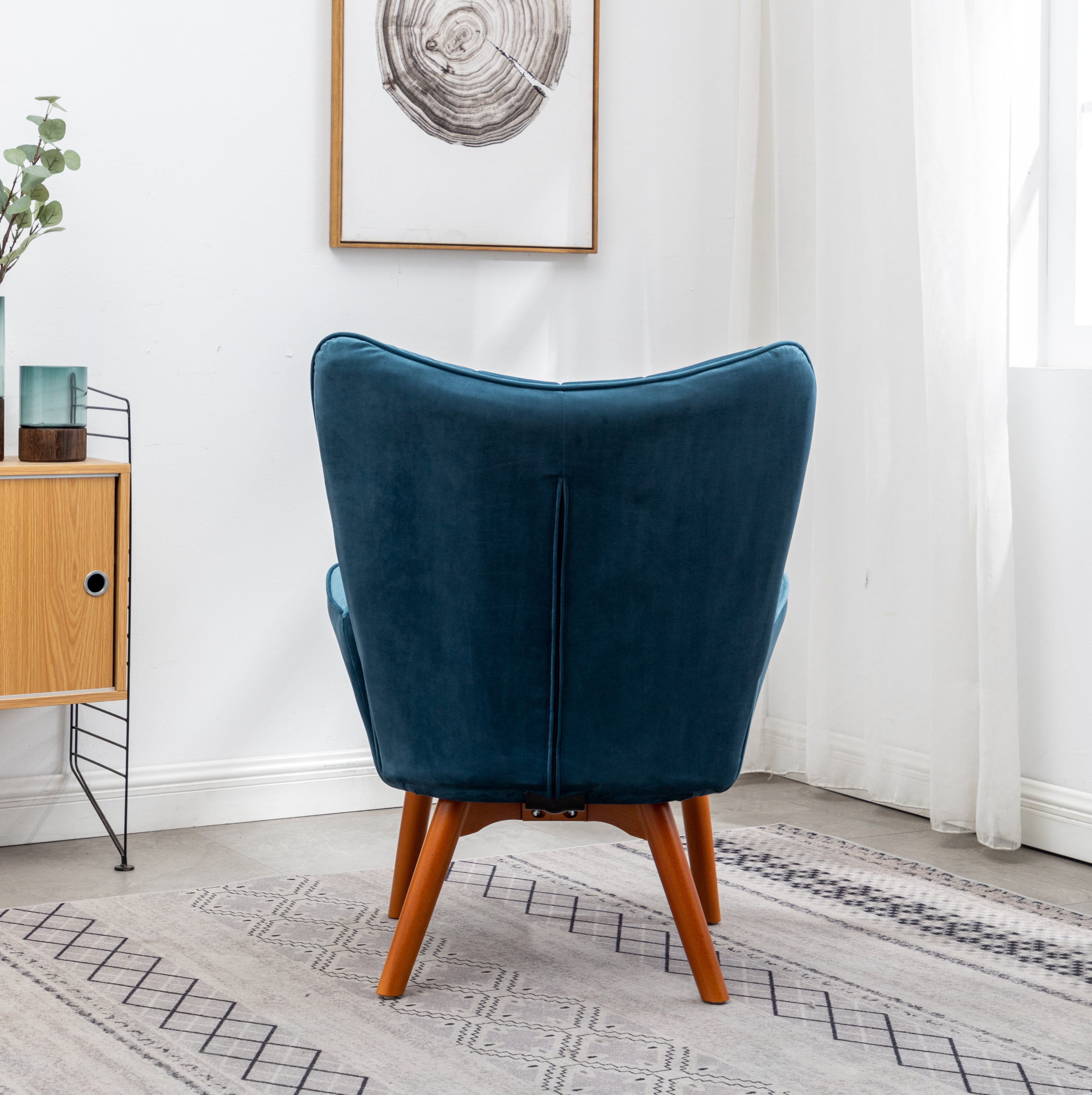 Roundhill Furniture Leiria Contemporary Silky Velvet Tufted Accent Chair with Ottoman - Modern Living Room Seating for Home Office, Bedroom & Lounge Areas