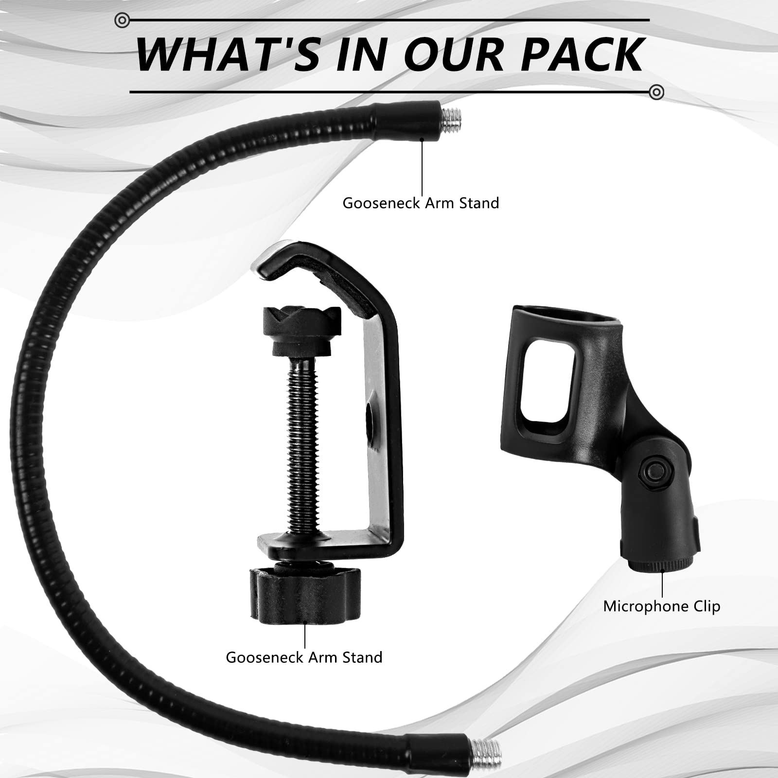 360 Degree Flexible Gooseneck Microphone Stand - Adjustable Desk Mic Boom Arm with Clip, 33cm Gooseneck Mic Holder for Podcasting, Online Meetings, Lectures & Voice Recording - Perfect for Home Studio, Office & Streaming Setup