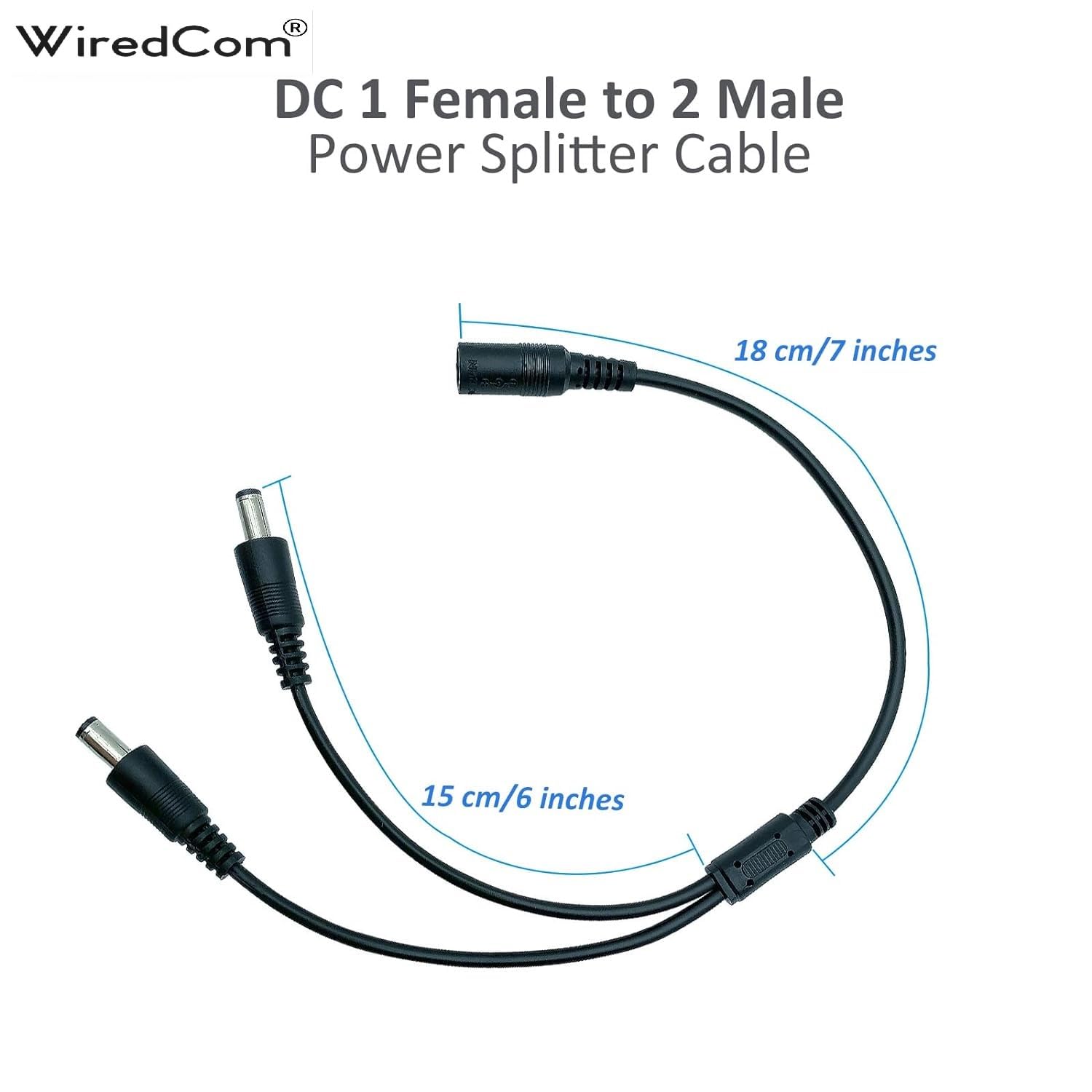 Deguangxin DC Female to Male Power Splitter Cable - 1 to 2 Way Y Adapter for CCTV Security Cameras, LED Strip Lights & DC Devices | Secure Power Distribution for Surveillance Systems & Home Lighting (Pack of 1)