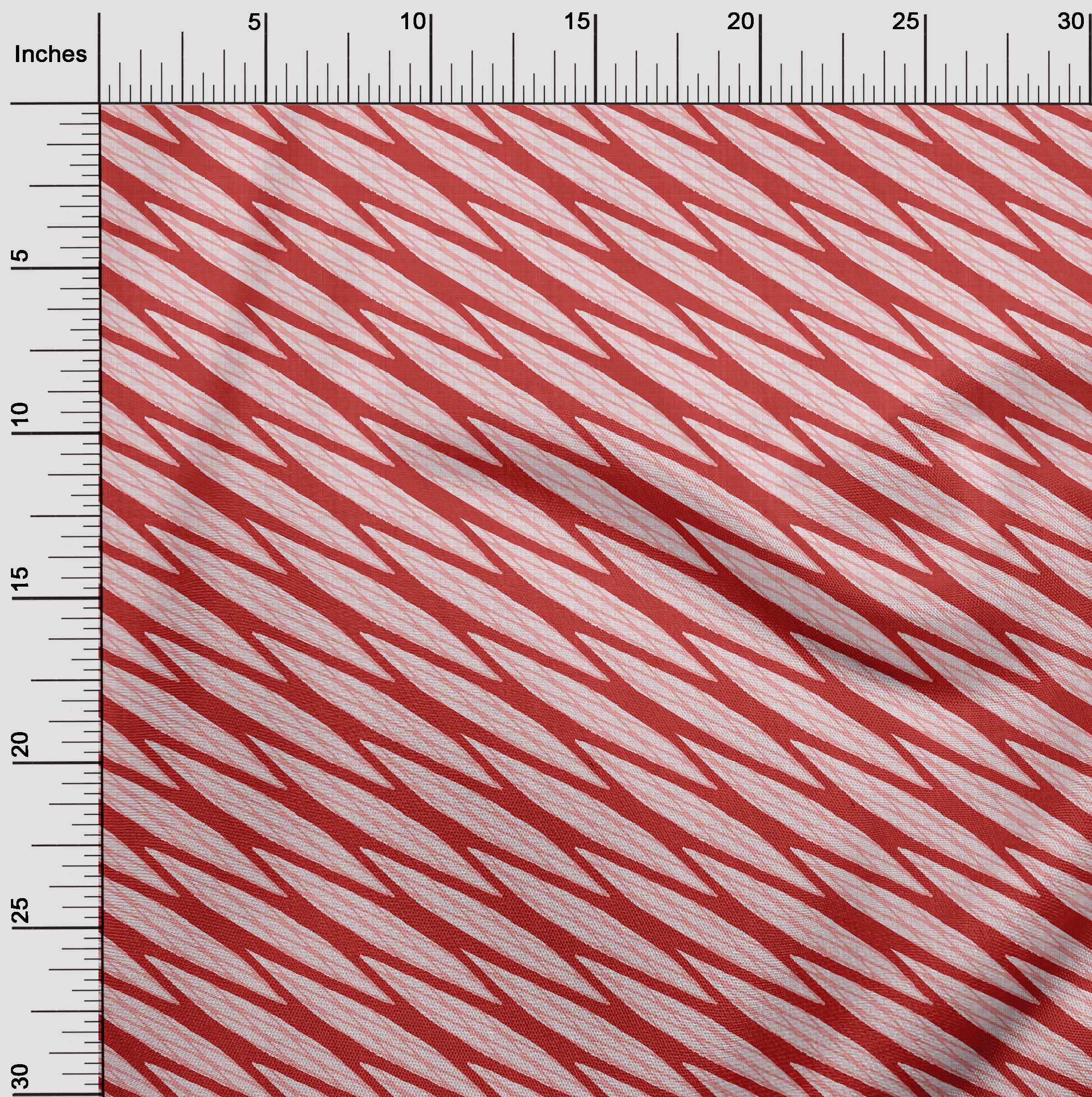 oneOone Polyester Spandex Red Abstract Stripe Fabric - 56 Inch Wide for DIY Clothing, Quilting & Craft Projects | Soft Stretch Material for Dresses, Skirts & Home Decor