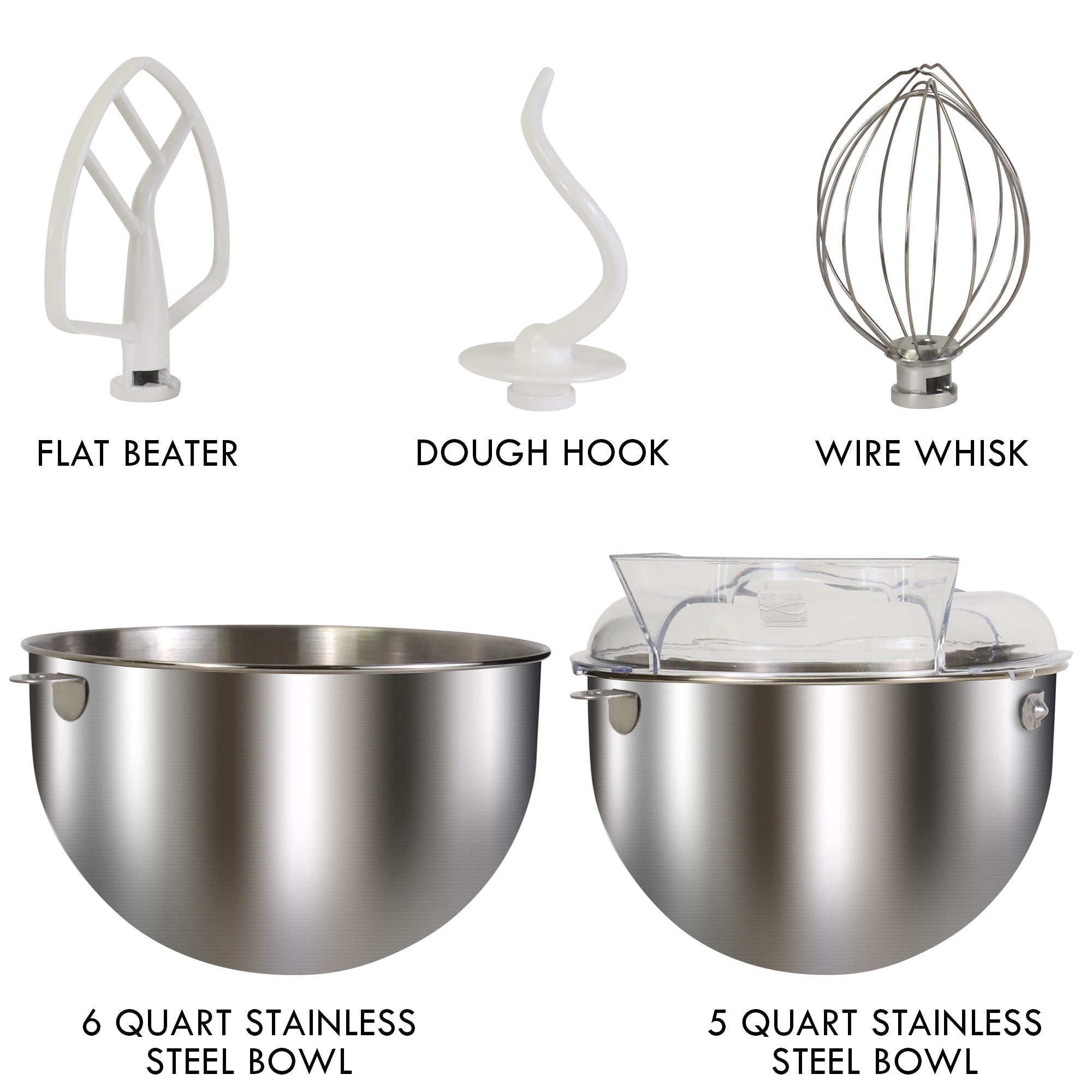 Kenmore Elite 600W Heavy Duty 6 Qt Stand Mixer with Stainless Steel Bowl - Includes Flat Beater, Dough Hook & Wire Whisk - Digital Timer & LED Light - Perfect for Baking Bread, Cookies & Cakes (Metallic Gray)