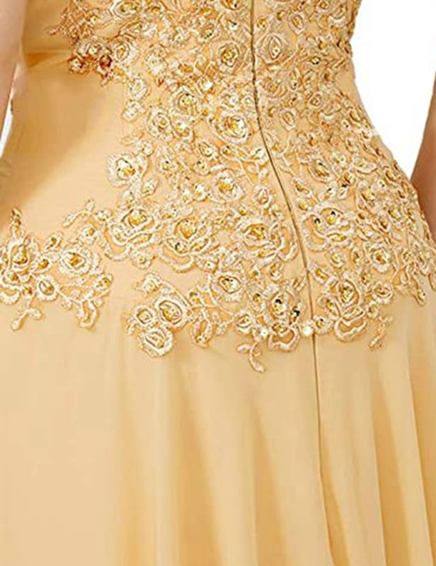 Elegant Beaded Chiffon Bridesmaid Dress - Long A-Line Prom Evening Gown with Applique Details | Perfect for Weddings, Formal Events & Special Occasions