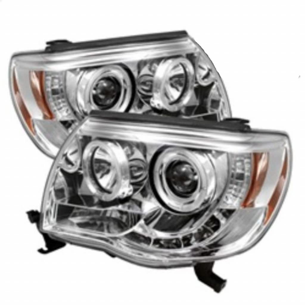 Spyder LED Projector Headlights for Toyota Tacoma 2005-2011 - Chrome Halo High Performance Headlamp Pair 5011923 | Upgrade Night Visibility for Off-Road & City Driving